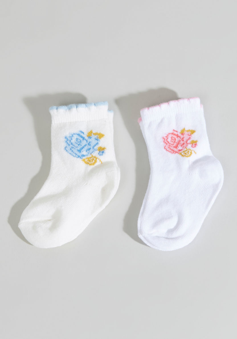 Juniors Floral Printed Socks - Set of 2-Socks-image-0