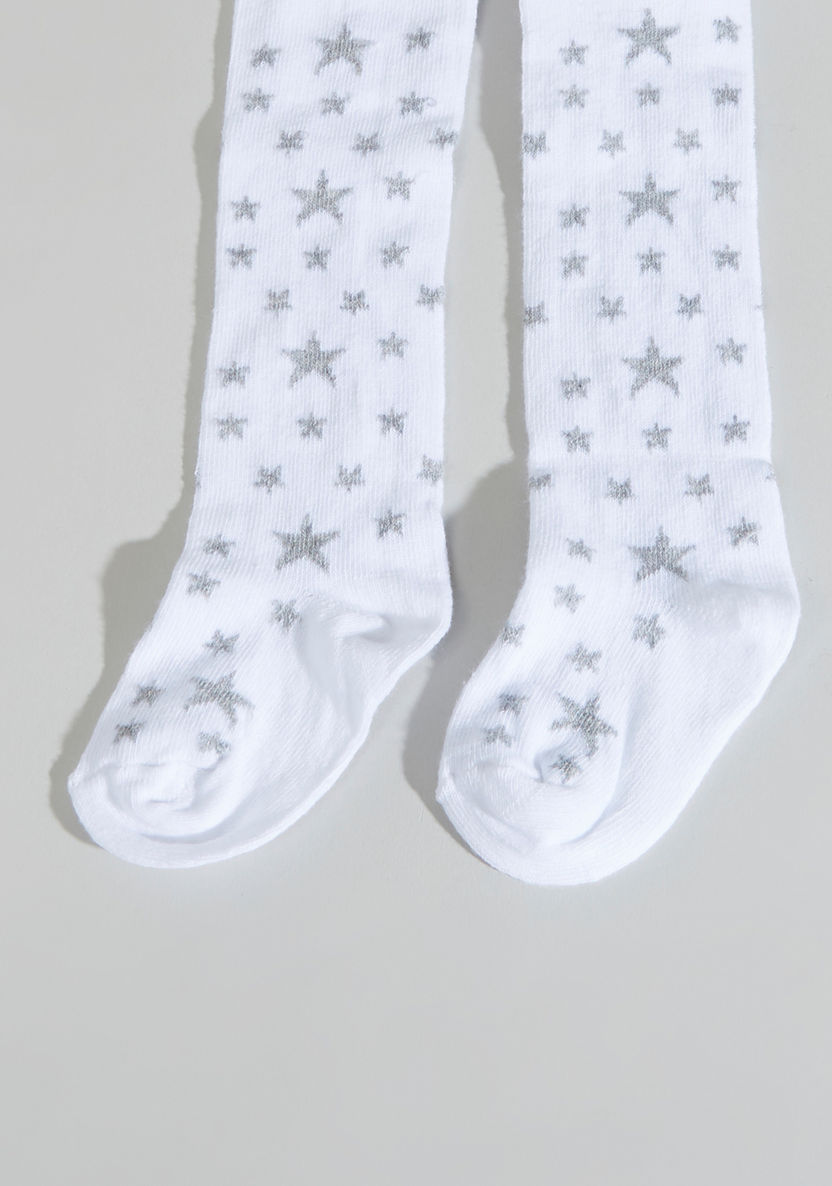 Juniors Star Printed Tights with Closed Feet-Innerwear-image-0