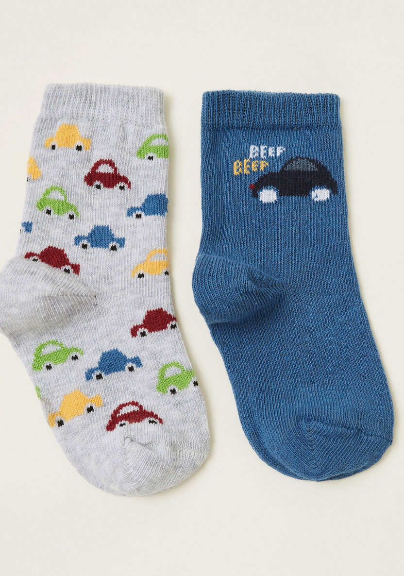 Juniors Cars Print Infant Socks - Set of 2-Socks-image-0