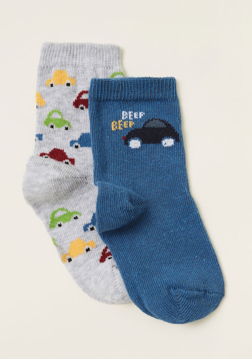 Juniors Cars Print Infant Socks - Set of 2-Socks-image-1