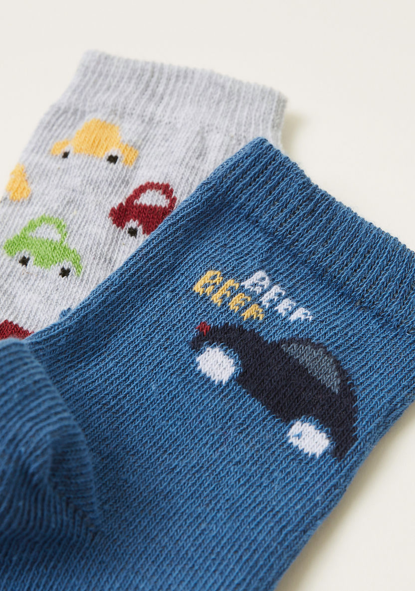 Juniors Cars Print Infant Socks - Set of 2-Socks-image-2