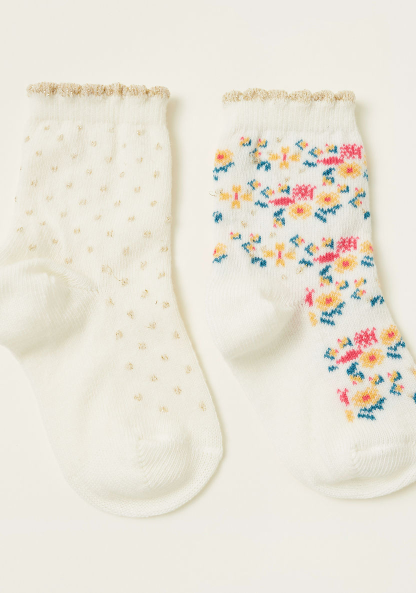 Juniors Floral Print Ankle Length Infant Socks - Set of 2-Socks-image-0