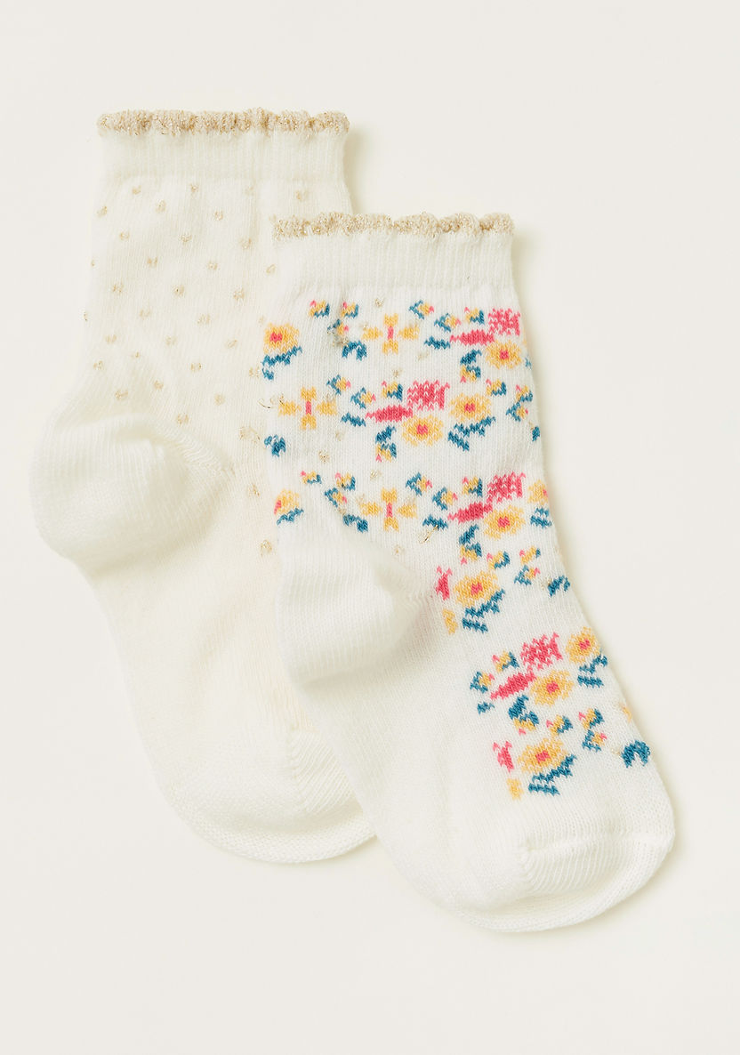 Juniors Floral Print Ankle Length Infant Socks - Set of 2-Socks-image-1