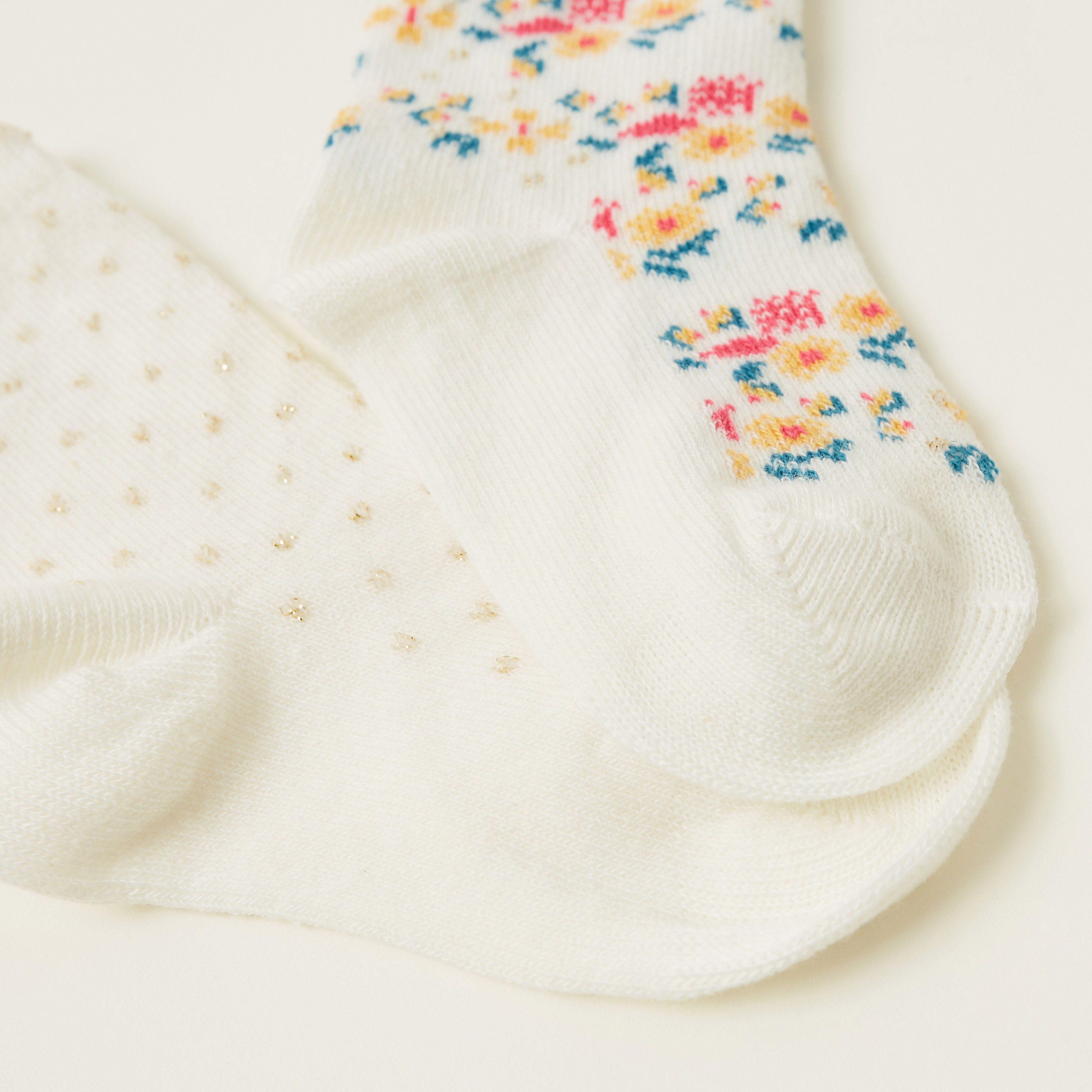 Juniors Floral Print Ankle Length Infant Socks - Set of 2-baby-girls-accessories-socks-image-4