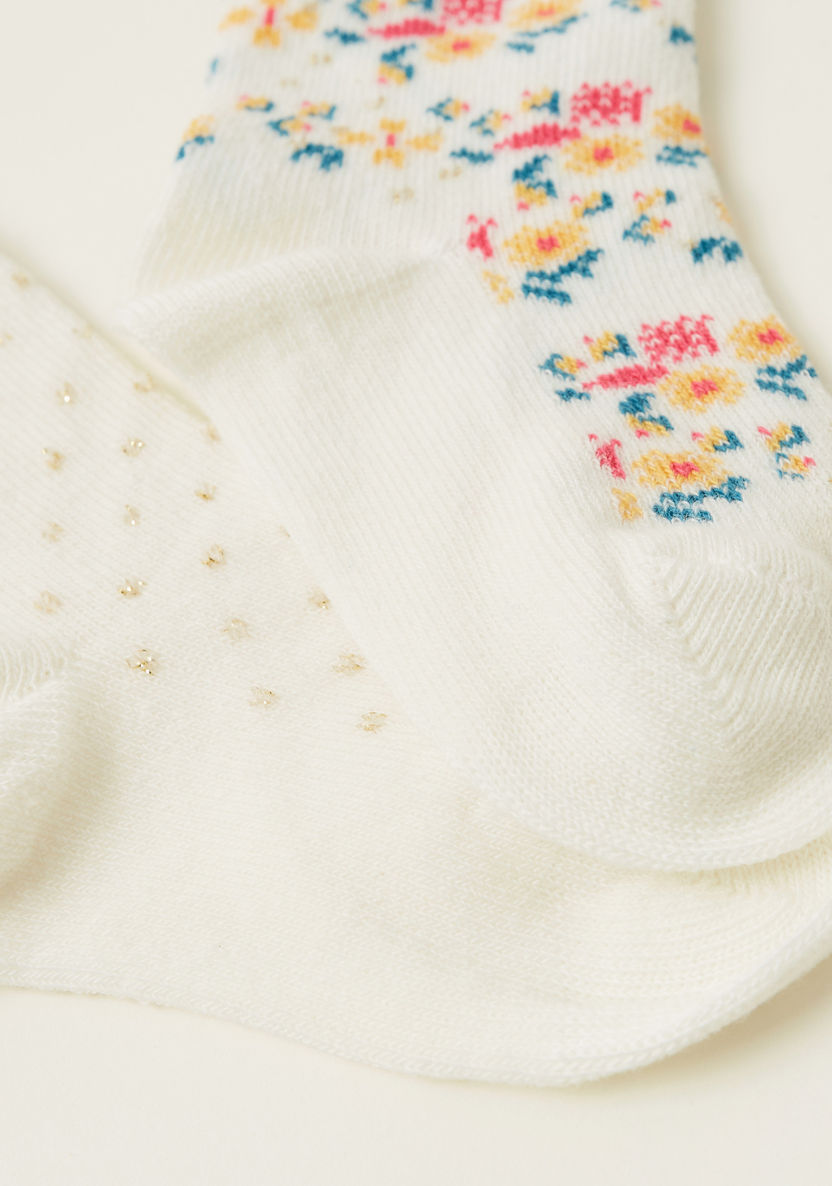 Juniors Floral Print Ankle Length Infant Socks - Set of 2-Socks-image-3