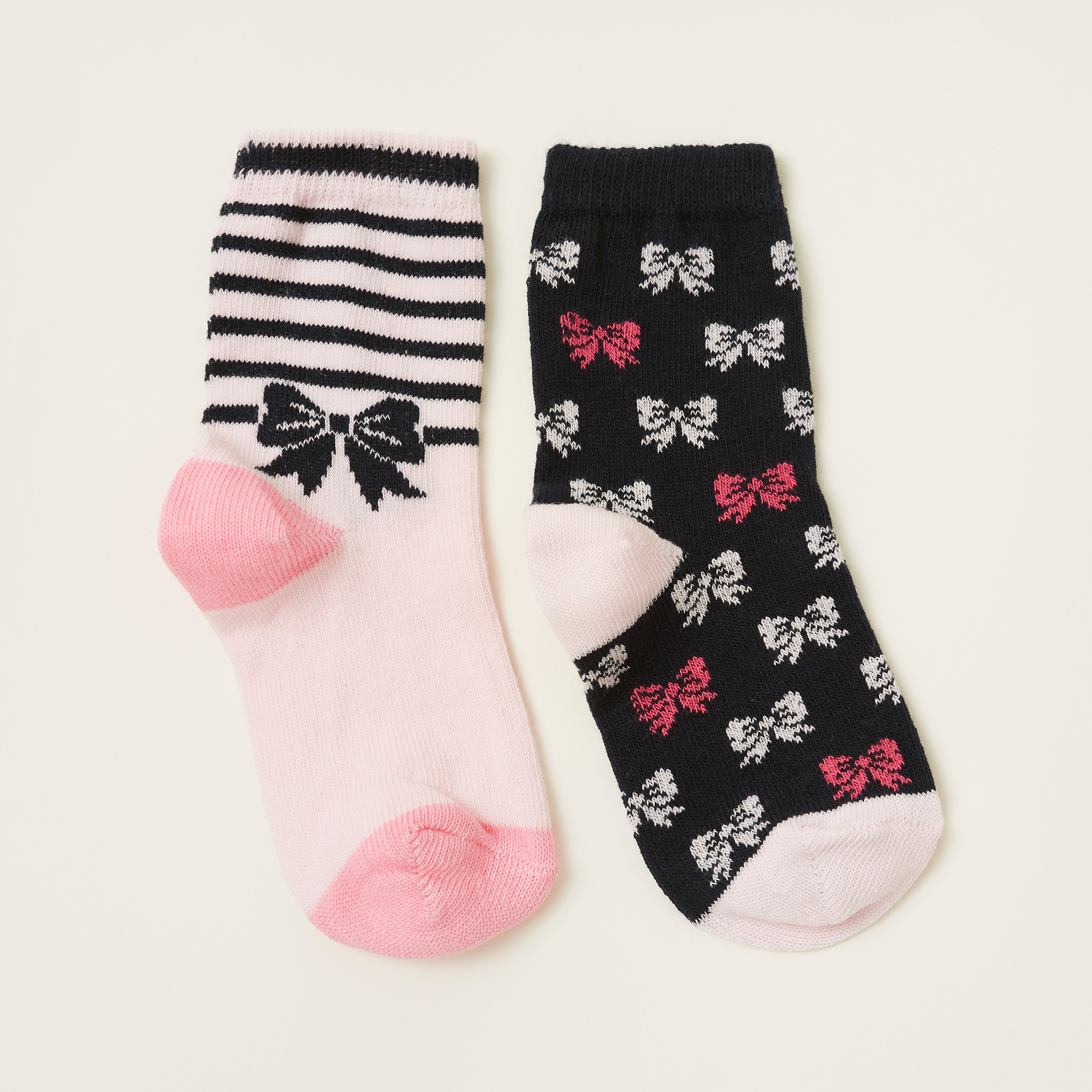 Juniors Printed Socks with Cuffed Hem - Pack of 2-baby-girls-accessories-socks-image-1