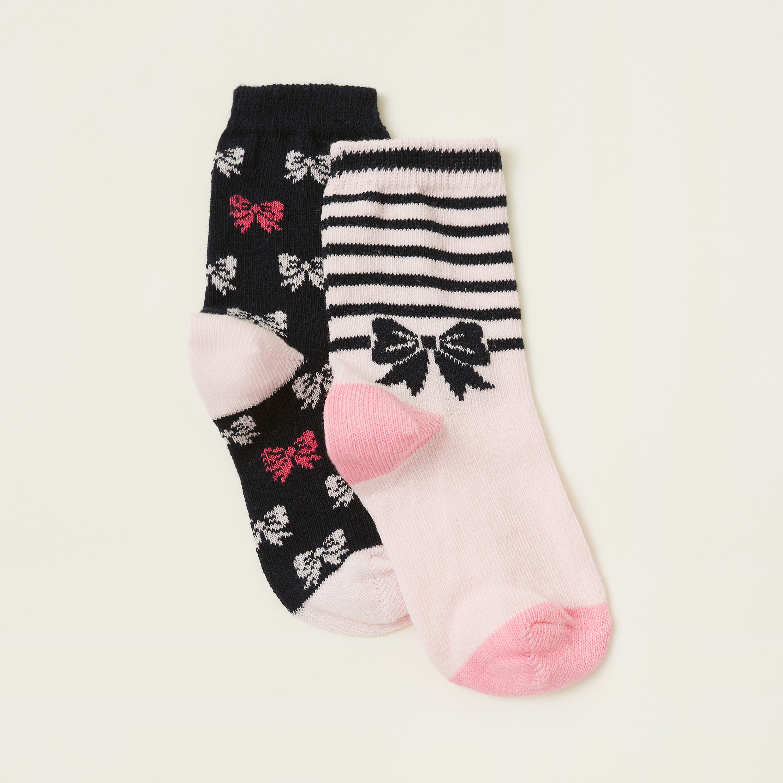 Juniors Printed Socks with Cuffed Hem - Pack of 2-baby-girls-accessories-socks-image-2