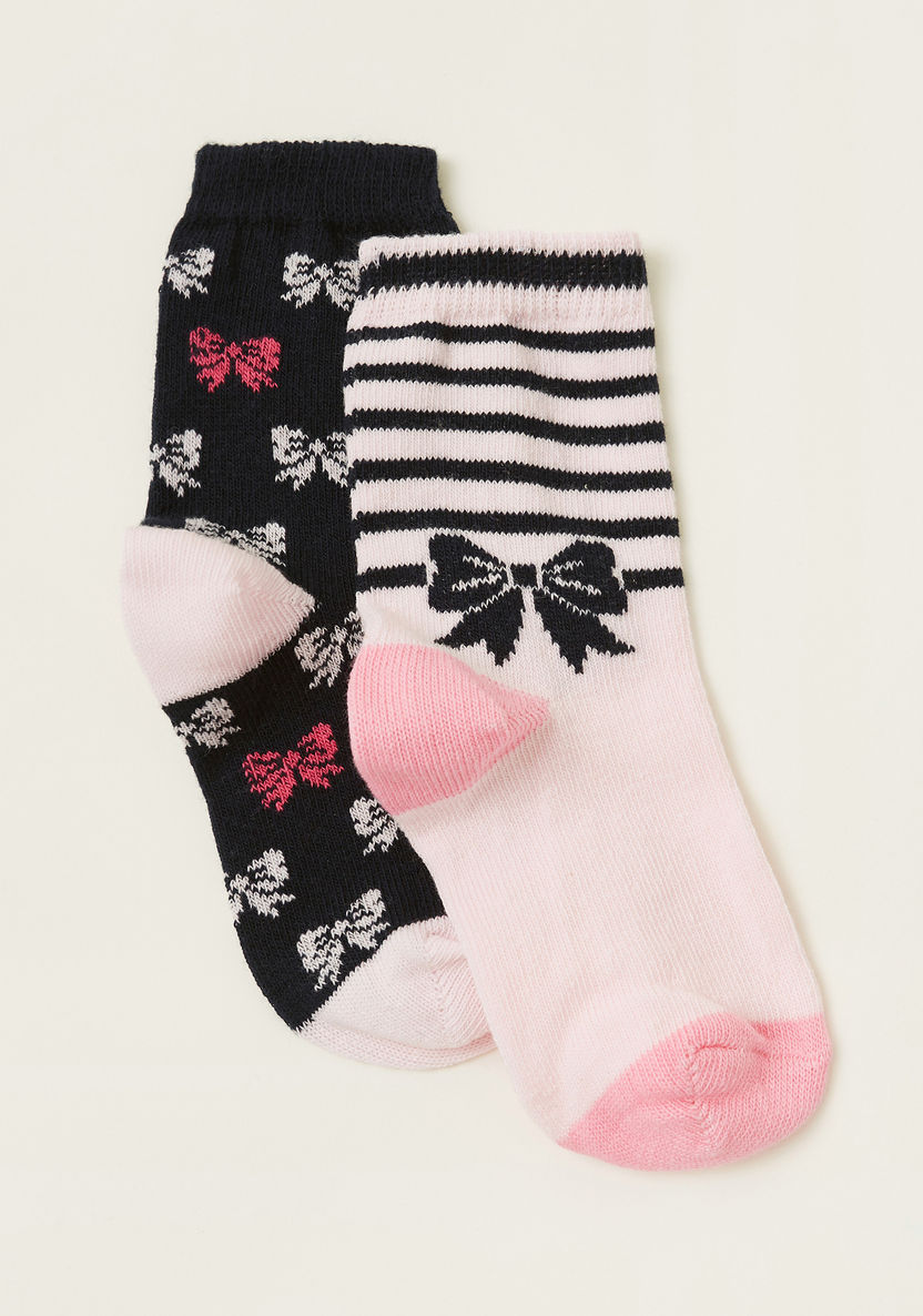 Juniors Printed Socks with Cuffed Hem - Pack of 2-Socks-image-1