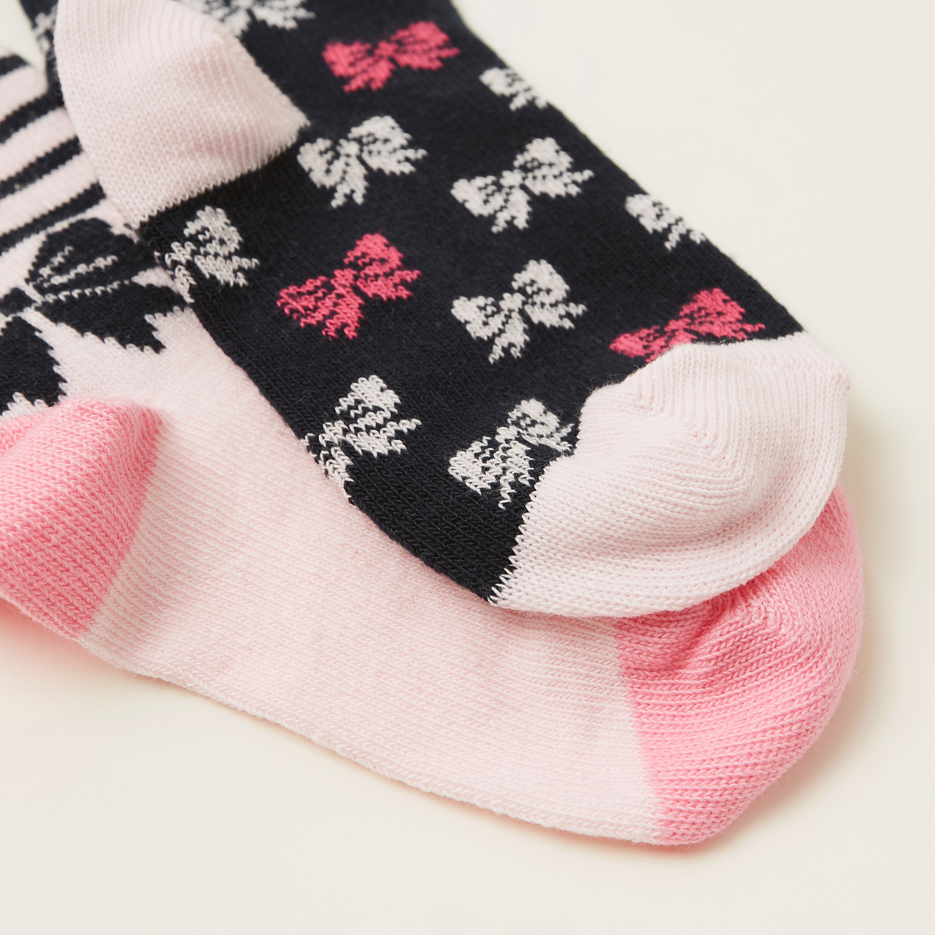 Juniors Printed Socks with Cuffed Hem - Pack of 2-baby-girls-accessories-socks-image-4