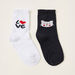 Juniors Printed Socks with Scalloped Hem - Set of 2-Socks-thumbnail-0