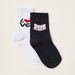 Juniors Printed Socks with Scalloped Hem - Set of 2-Socks-thumbnail-1