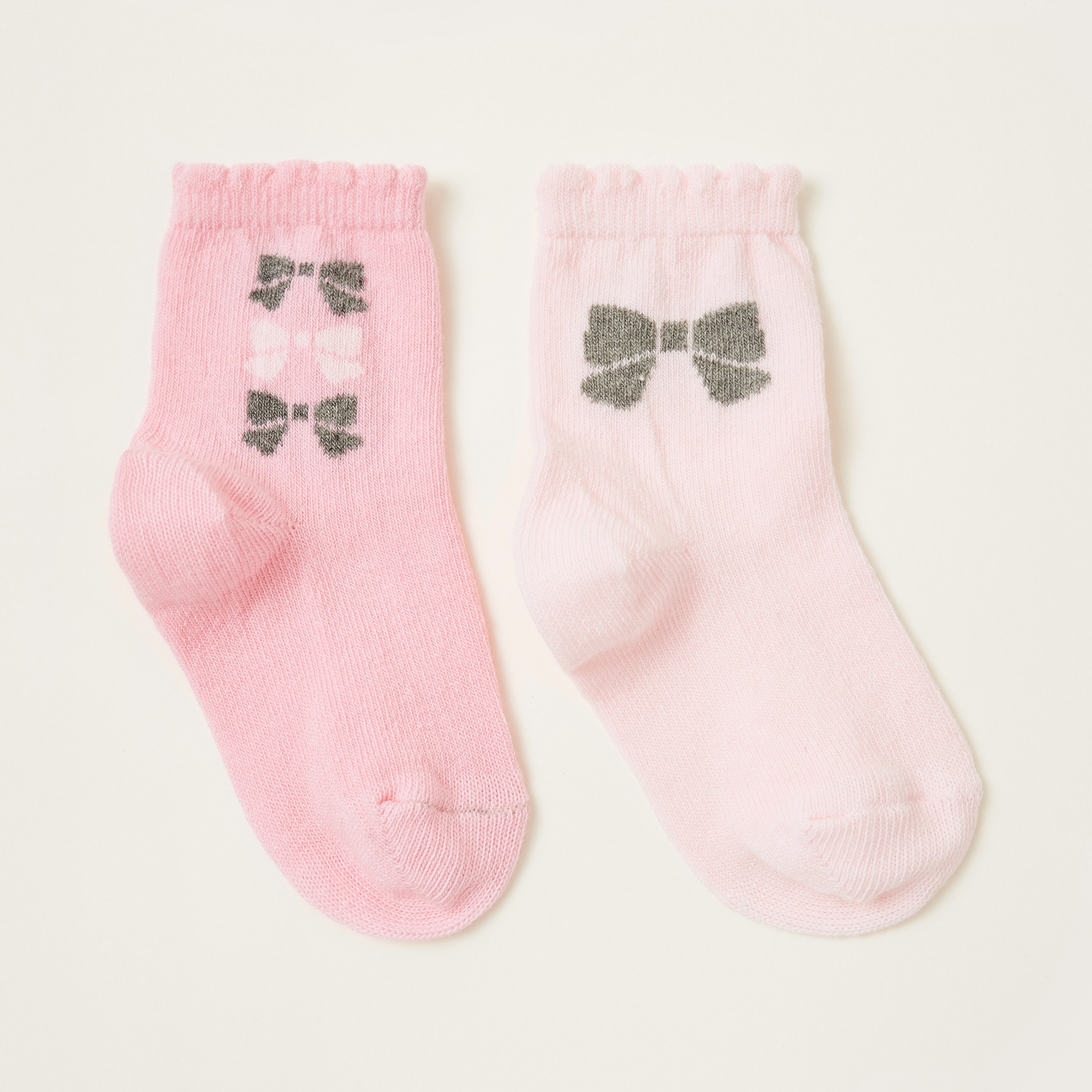 Juniors Printed Socks with Scalloped Hem - Pack of 2-baby-girls-accessories-socks-image-1