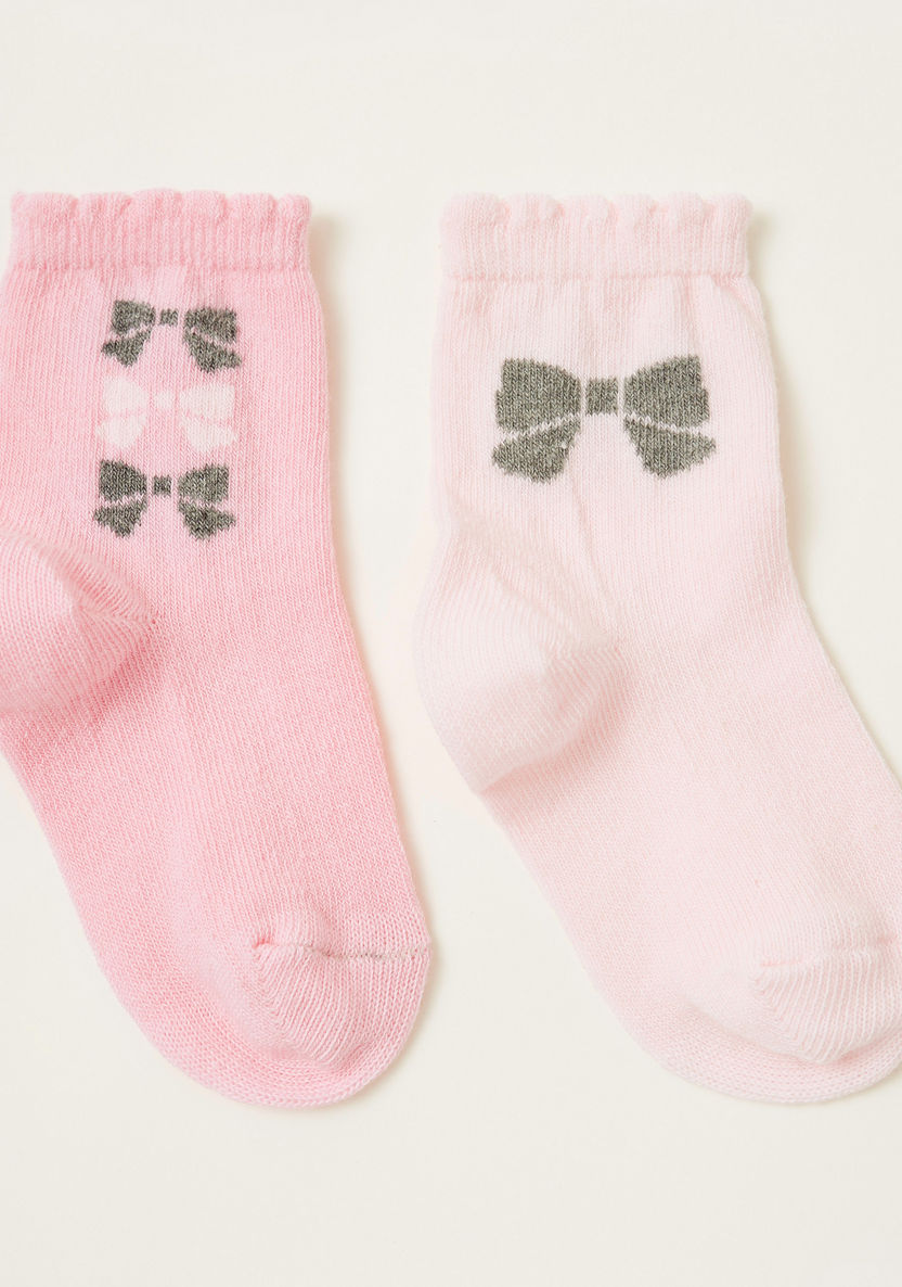 Juniors Printed Socks with Scalloped Hem - Pack of 2-Socks-image-0