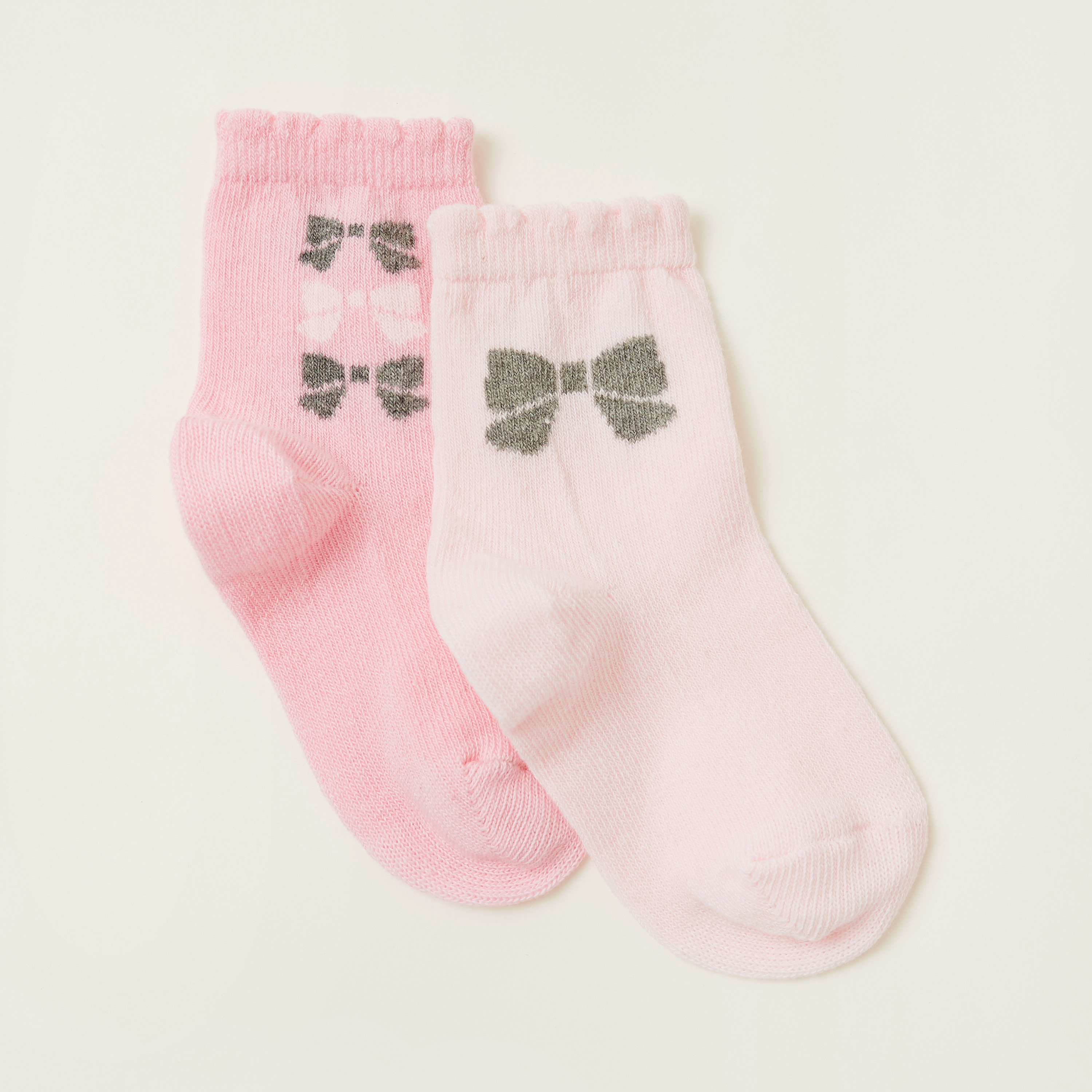 Juniors Printed Socks with Scalloped Hem - Pack of 2-baby-girls-accessories-socks-image-2
