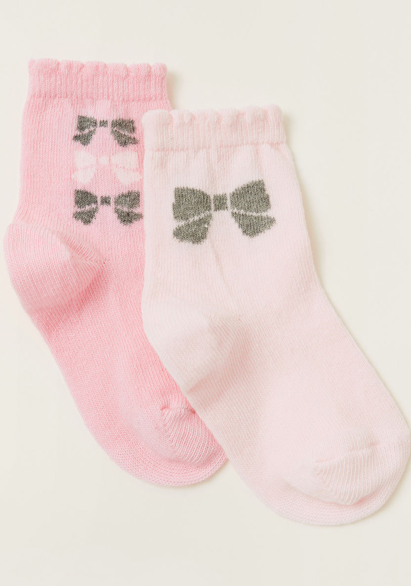 Juniors Printed Socks with Scalloped Hem - Pack of 2-Socks-image-1