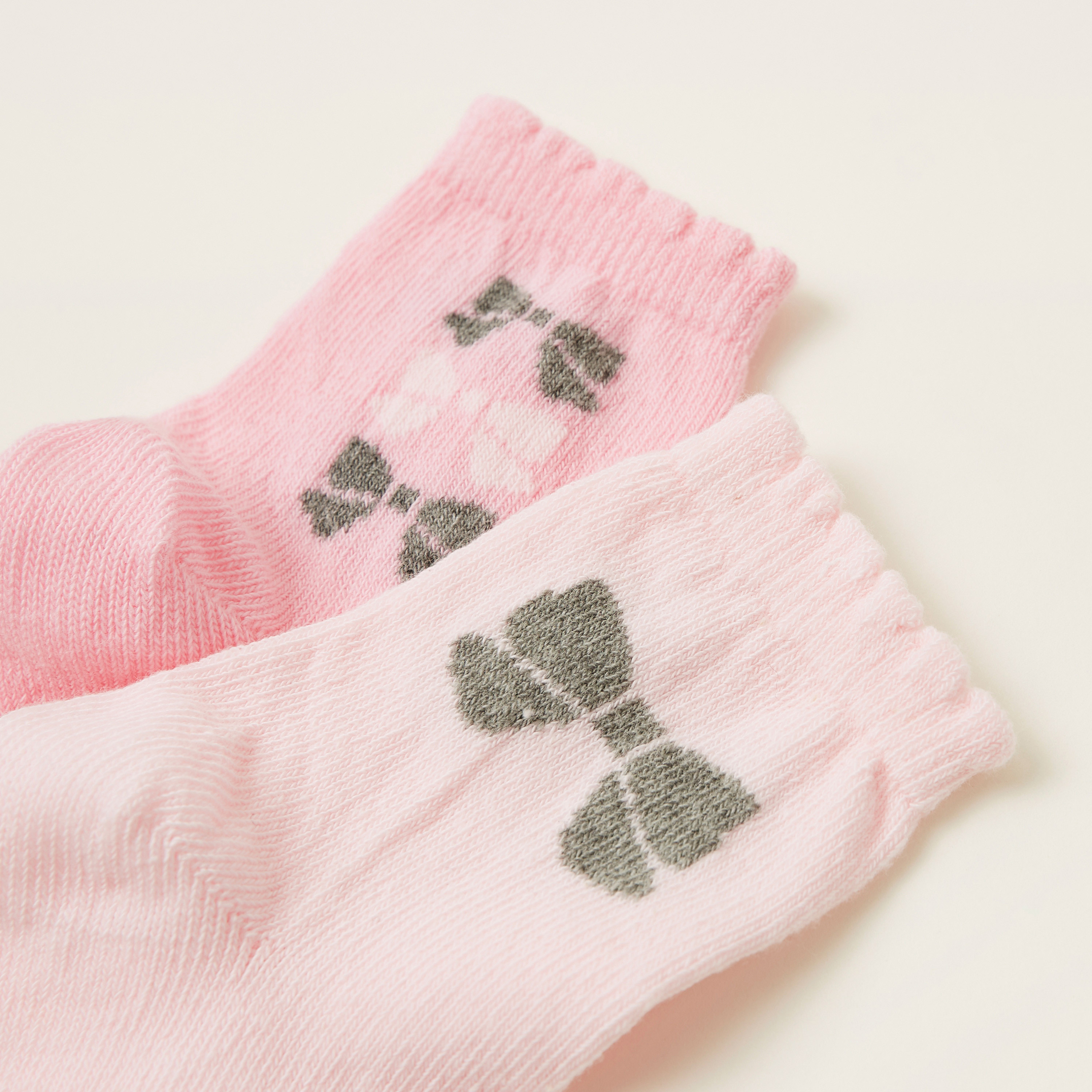 Juniors Printed Socks with Scalloped Hem - Pack of 2-baby-girls-accessories-socks-image-3