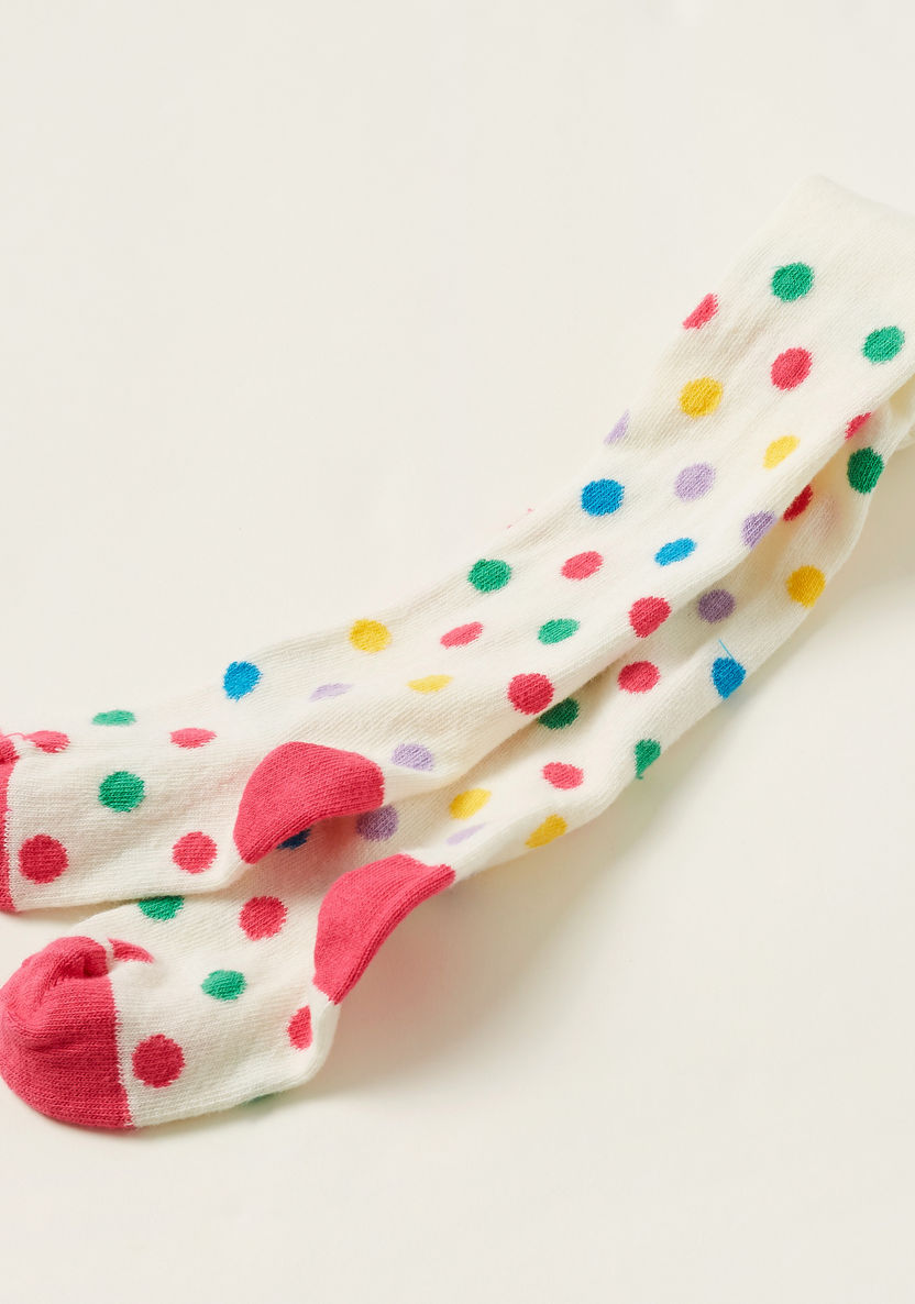 Juniors Polka Dot Printed Closed Feet Tights-Innerwear-image-0