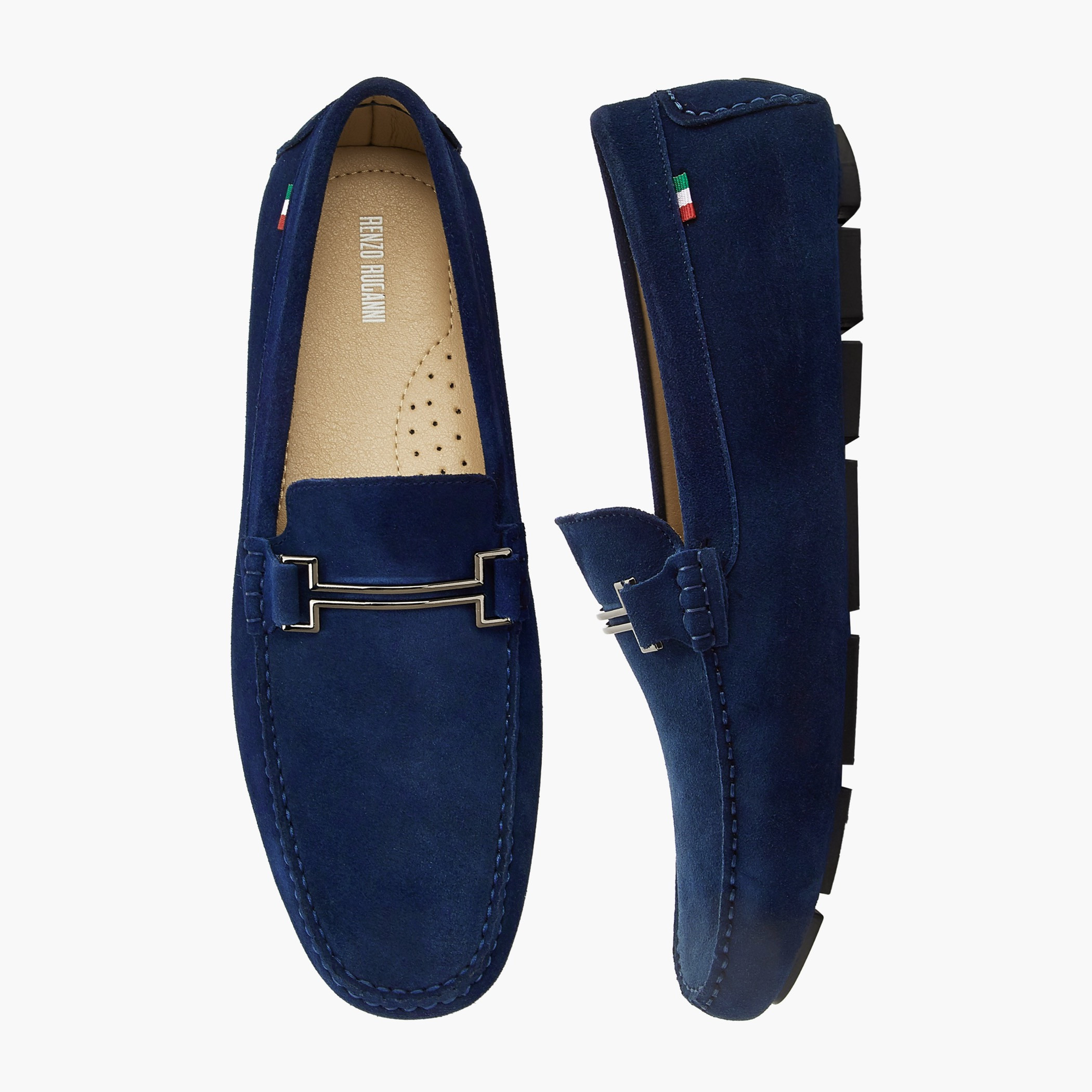 Renzo Ruganni Men Metallic Trim Suede Leather Moccasins-men-shoes-loafersandmoccasins-image-1