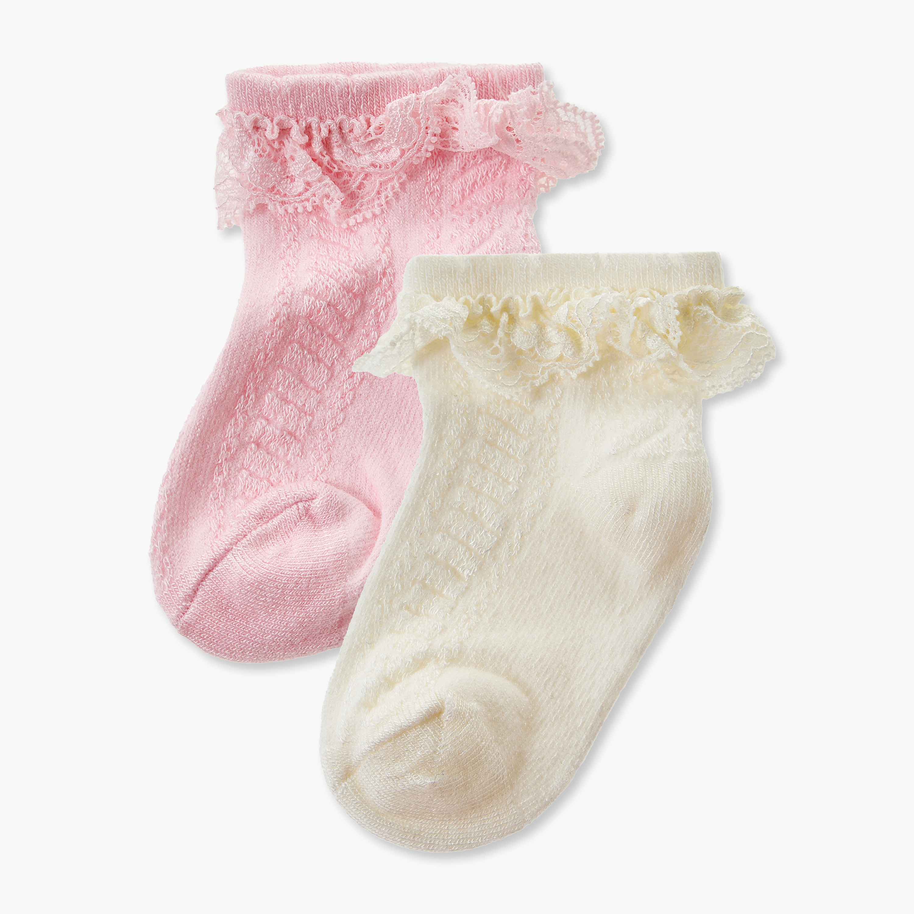 Pack of 2 Giggles Baby Girls Socks with Lace Trim-baby-girls-accessories-socks-image-1