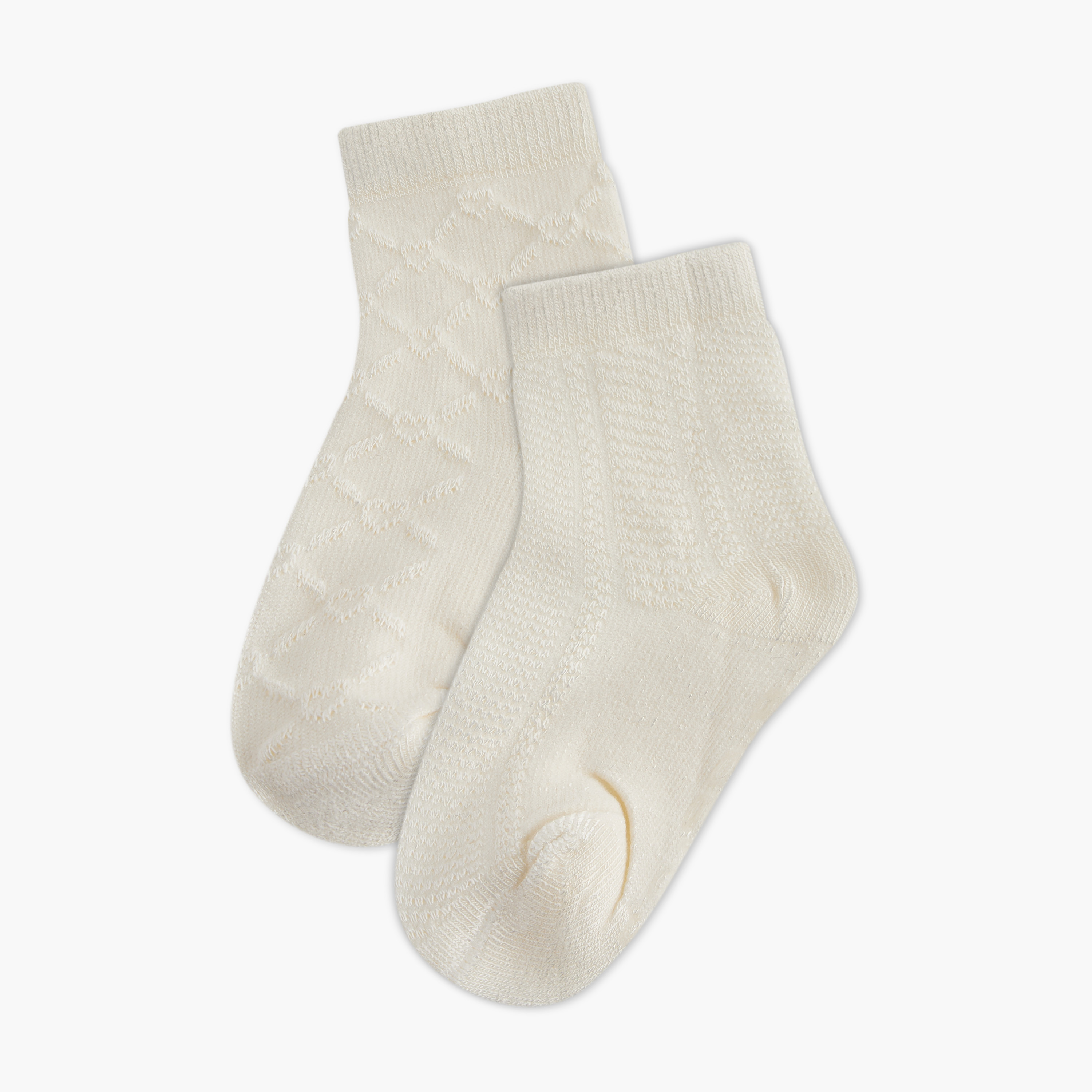 Giggles Textured Ankle Length Socks - Set of 2-baby-girls-accessories-socks-image-1