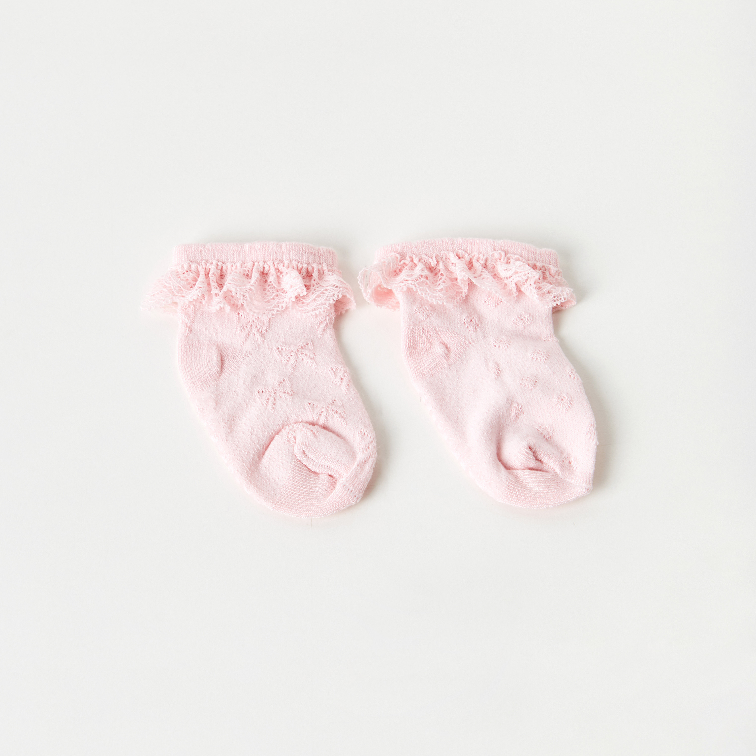 Giggles Lace Detail Ankle Length Socks - Set of 2-baby-girls-accessories-socks-image-1