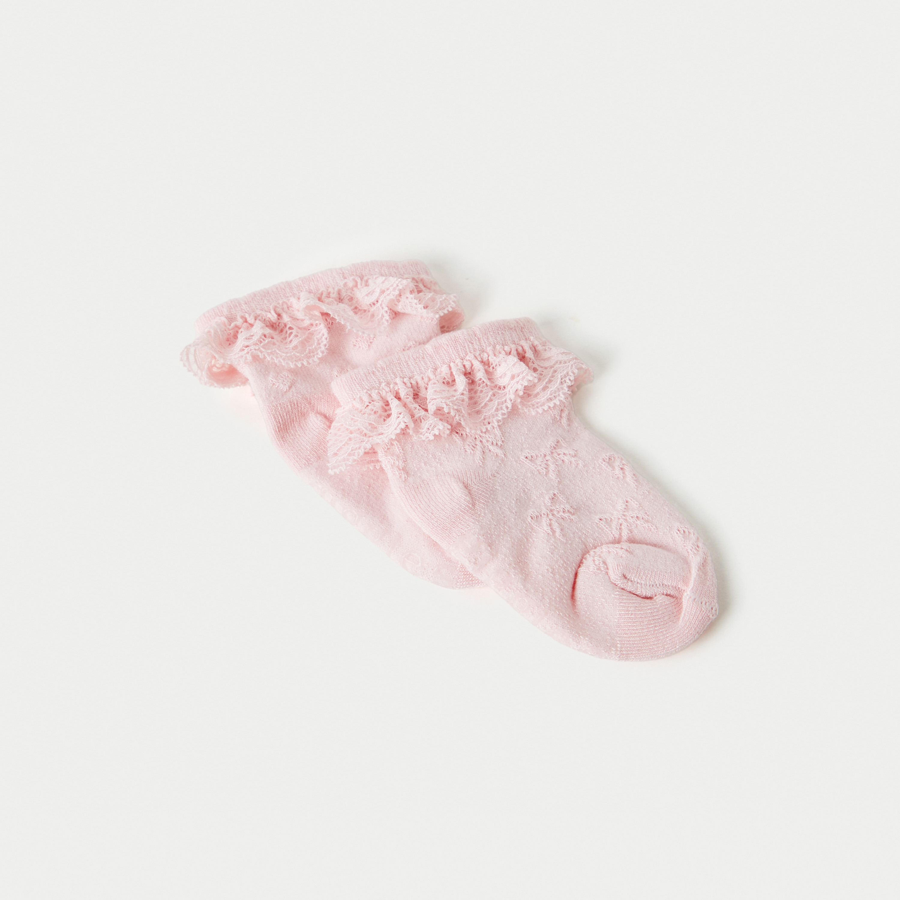 Giggles Lace Detail Ankle Length Socks - Set of 2-baby-girls-accessories-socks-image-2