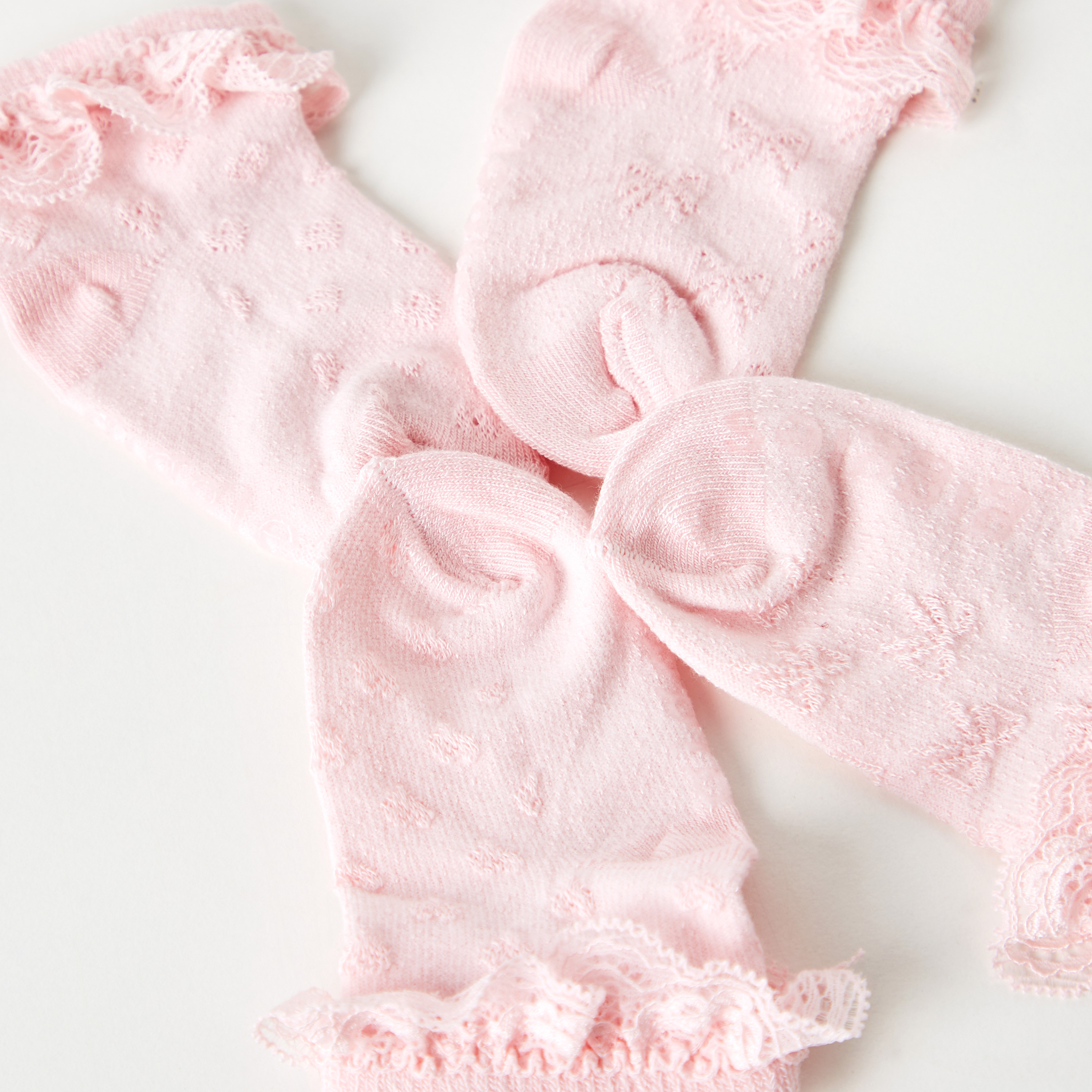 Giggles Lace Detail Ankle Length Socks - Set of 2-baby-girls-accessories-socks-image-4