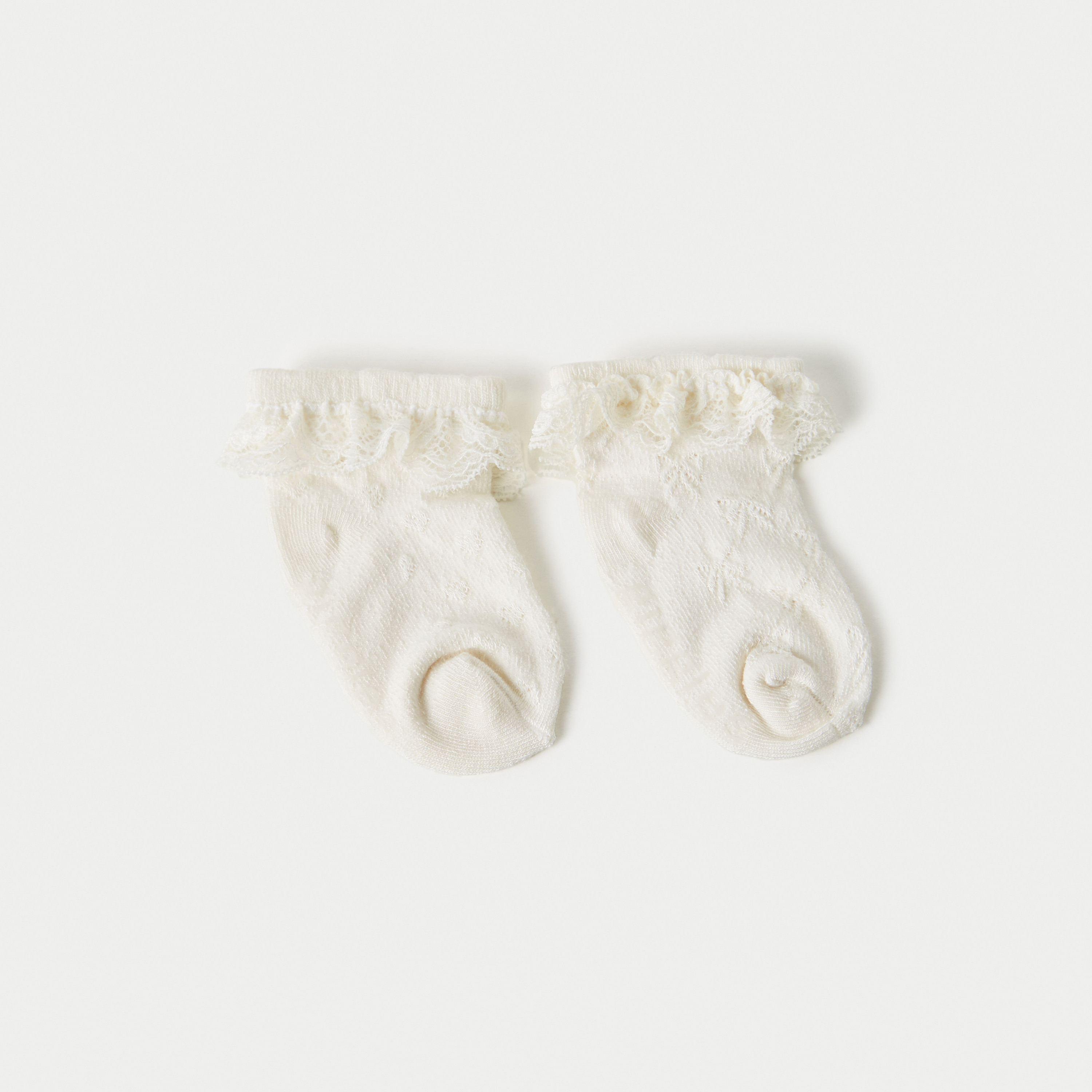 Giggles Lace Detail Ankle Length Socks - Set of 2-baby-girls-accessories-socks-image-1