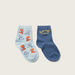 Juniors Dinosaur Detail Ankle Length Socks - Set of 2-Socks-thumbnailMobile-0