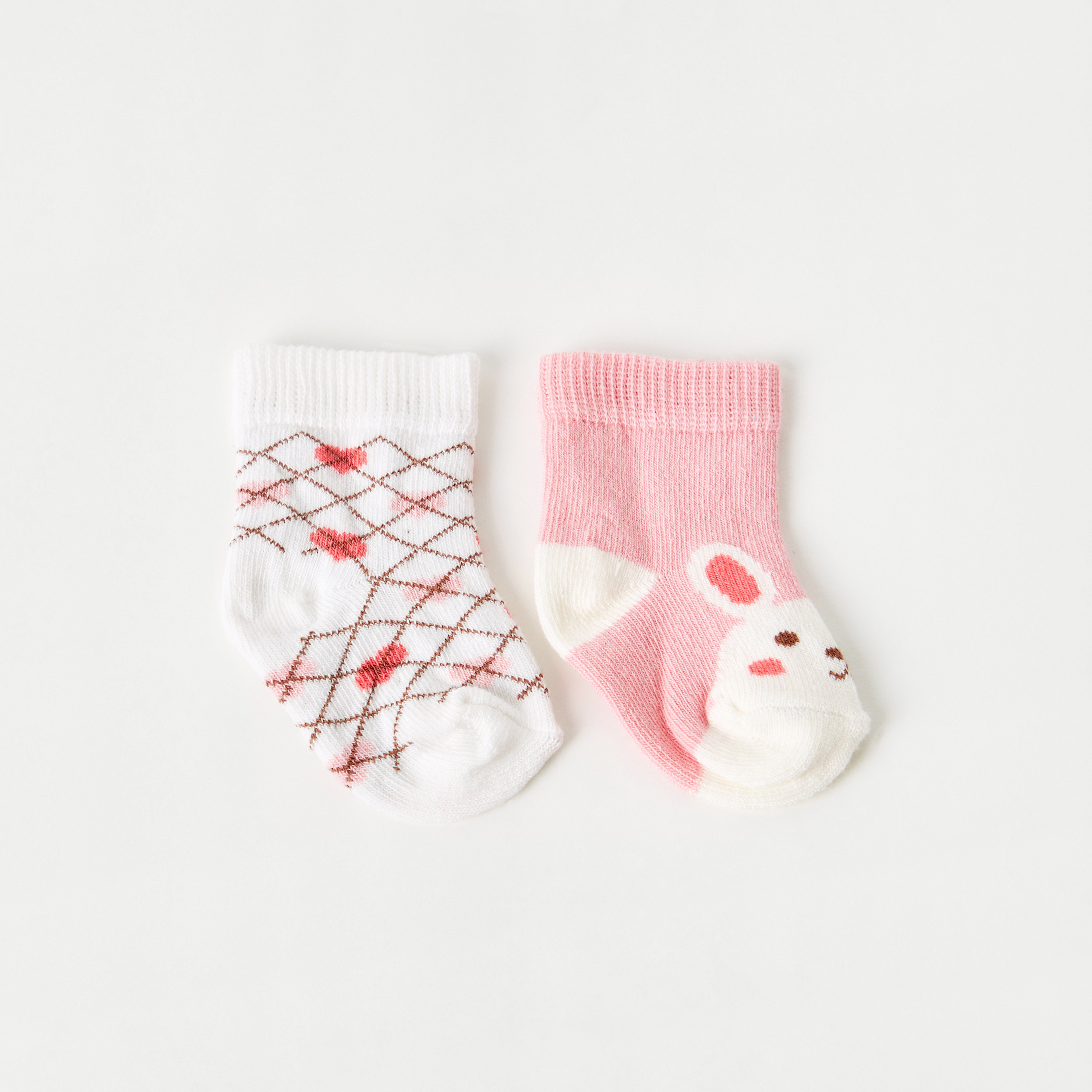 جوارب بارزة الملمس بطول الكاحل من جونيورز - طقم 2 أزواج-baby-girls-accessories-socks-image-1