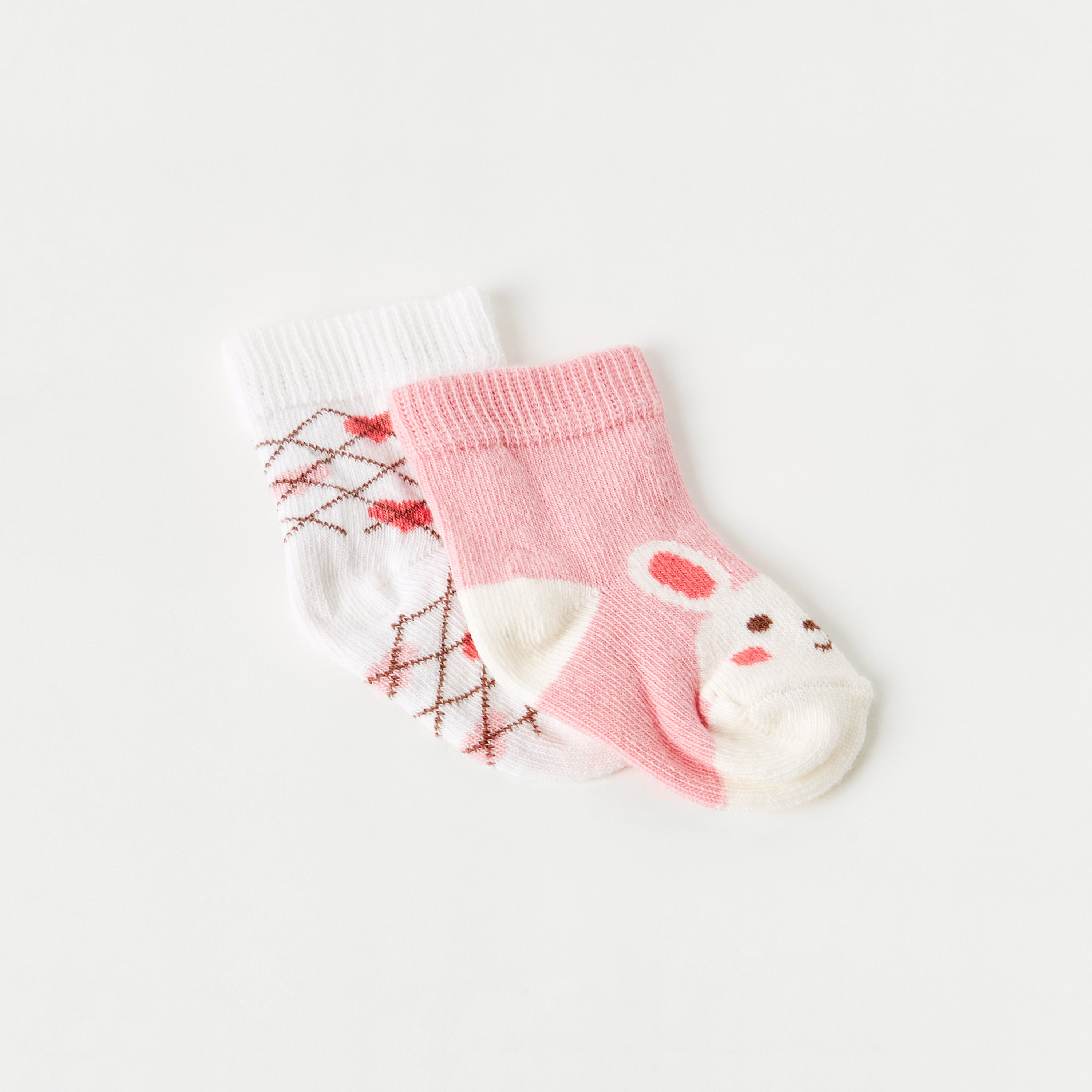 جوارب بارزة الملمس بطول الكاحل من جونيورز - طقم 2 أزواج-baby-girls-accessories-socks-image-2
