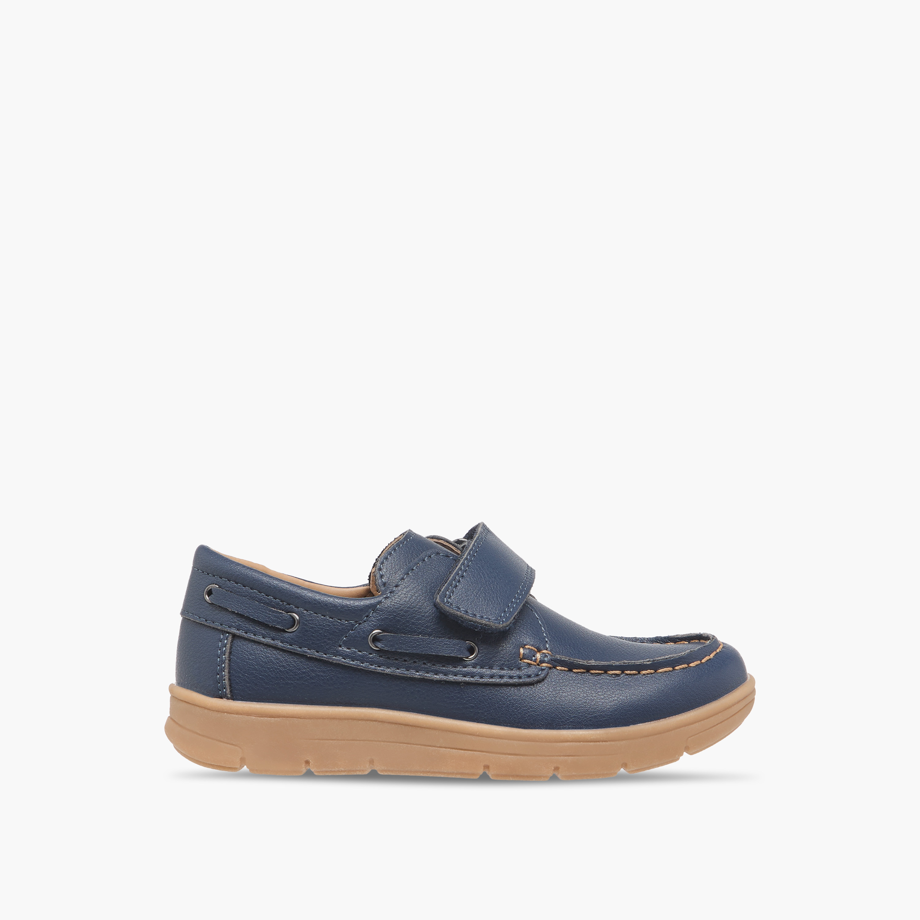 Juniors Textured Loafers with Hook and Loop Closure-boys-shoes-loafers-image-3