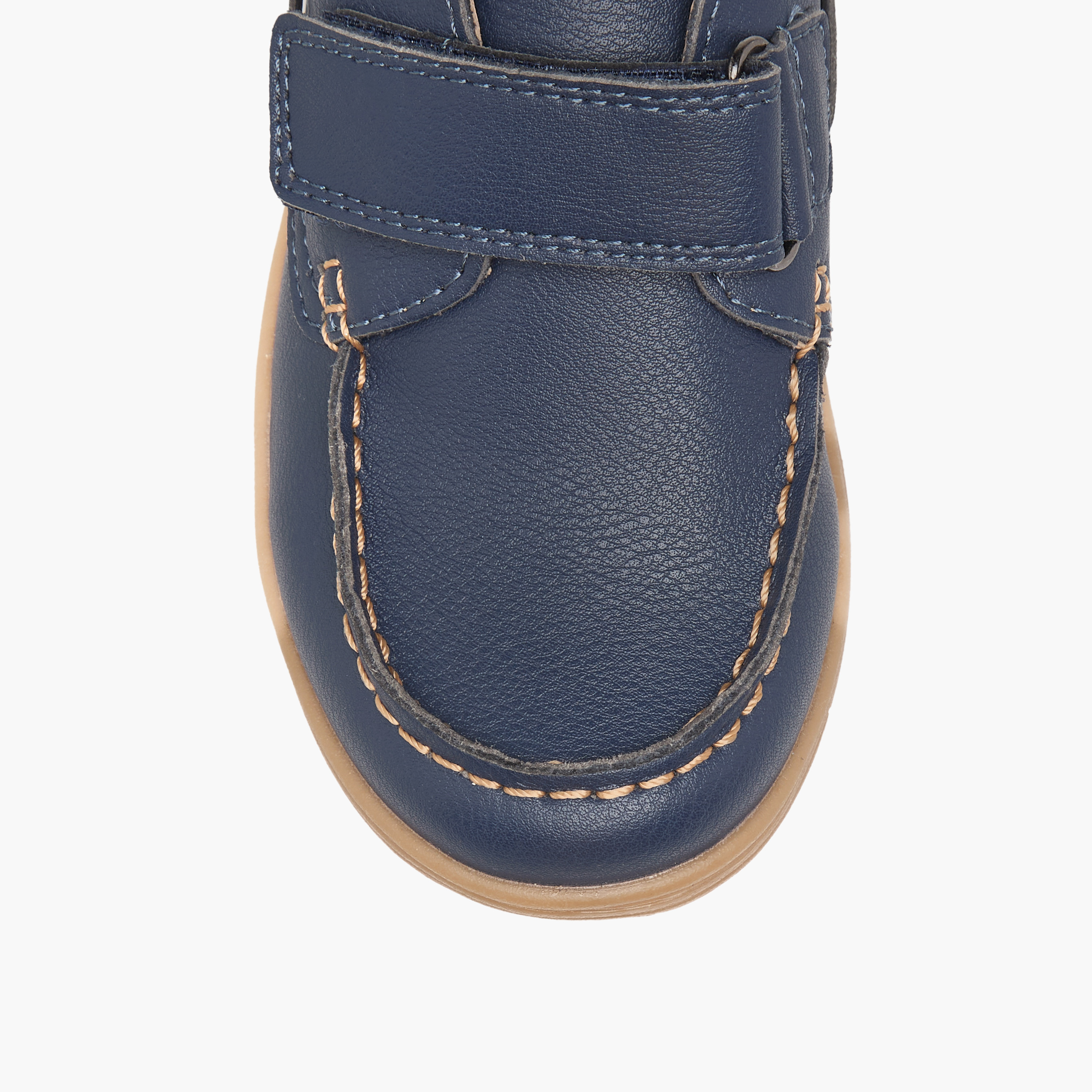 Juniors Textured Loafers with Hook and Loop Closure-boys-shoes-loafers-image-4