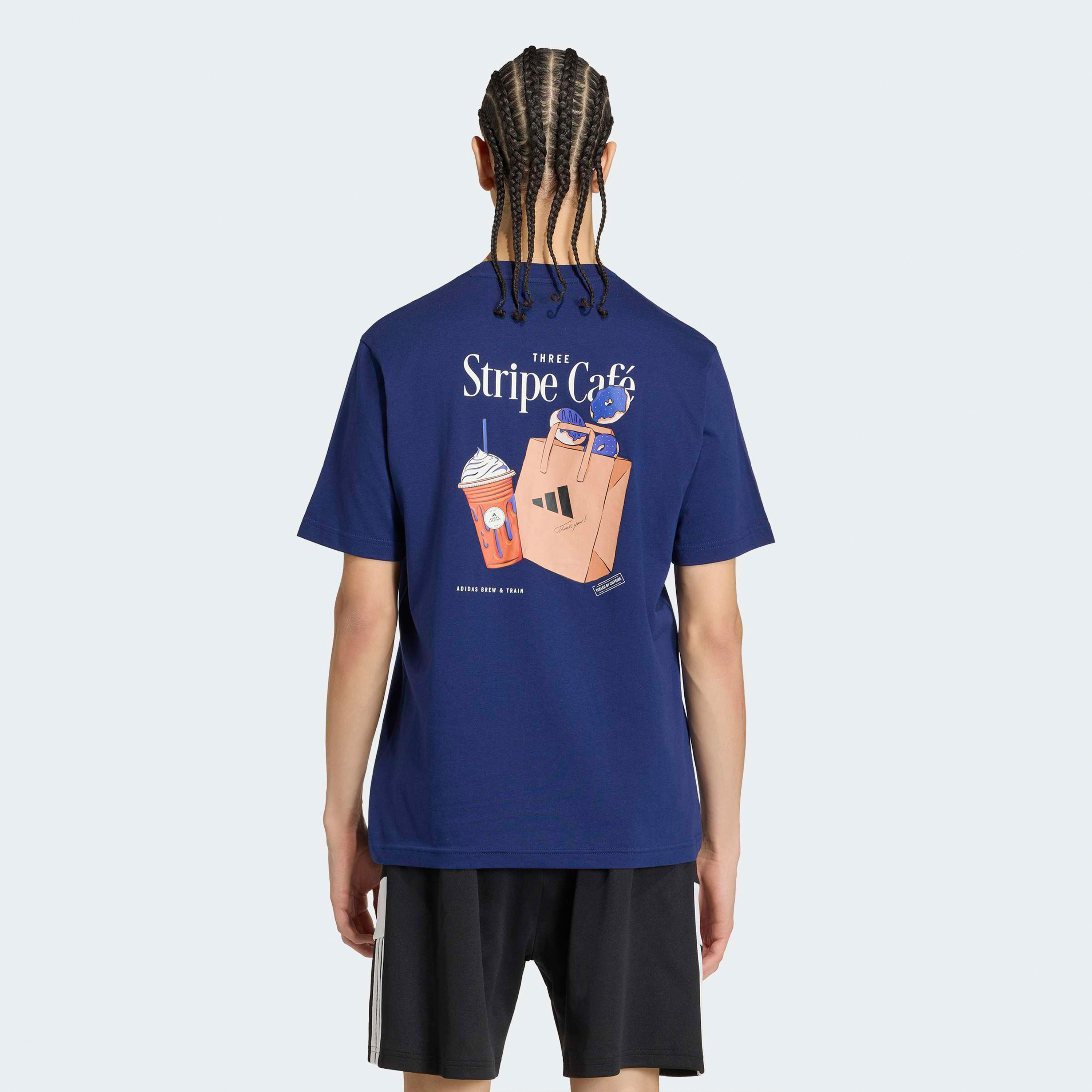اديداس - تيشيرت رجالي برقبة دائرية مزين برسومات لأكياس الدونات في المقاهي-men-clothing-sportswearandactivewear-tshirtsandpolos-image-3