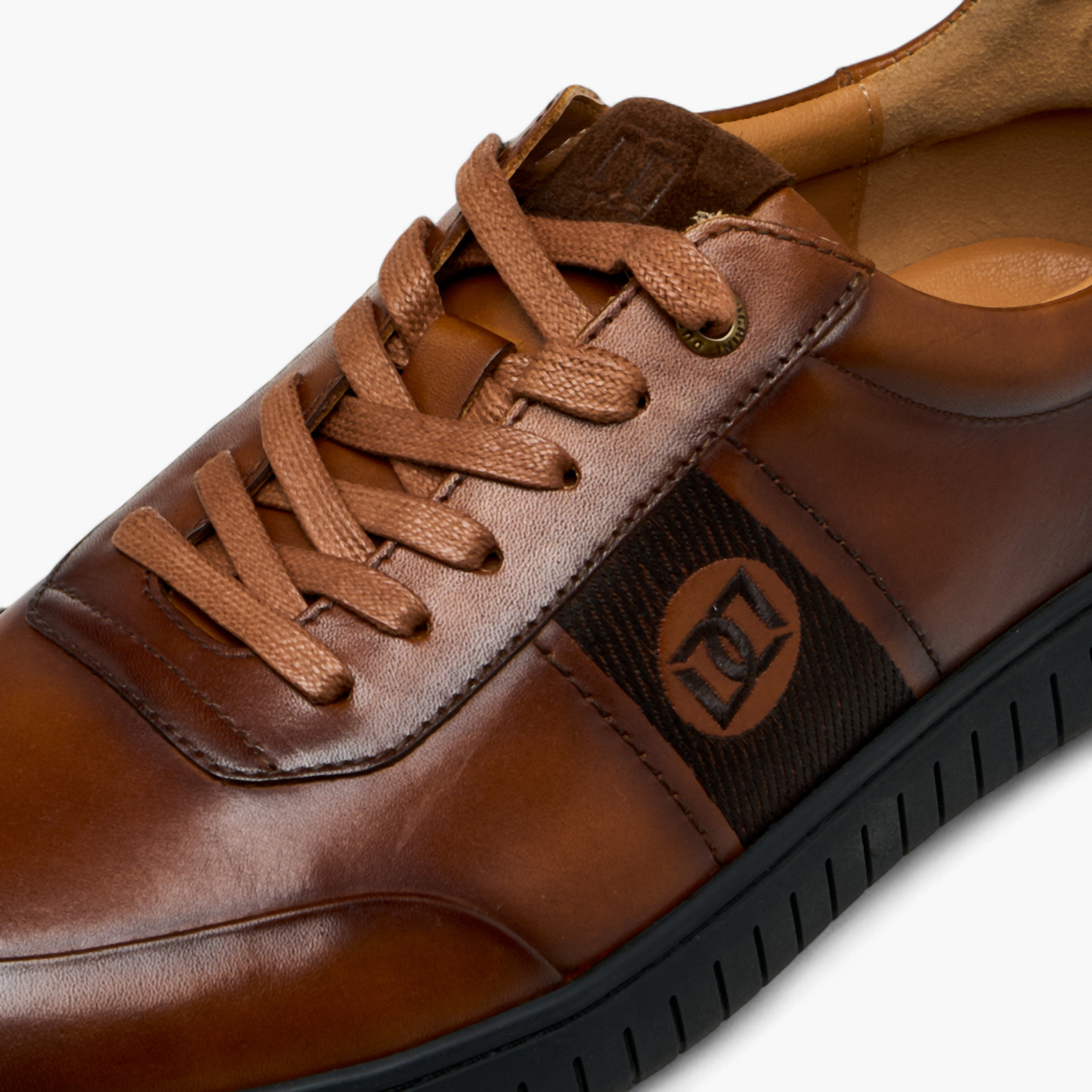 Duchini Men's Leather Logo Embroidered Lace-Up Sneakers-men-shoes-sneakers-image-4