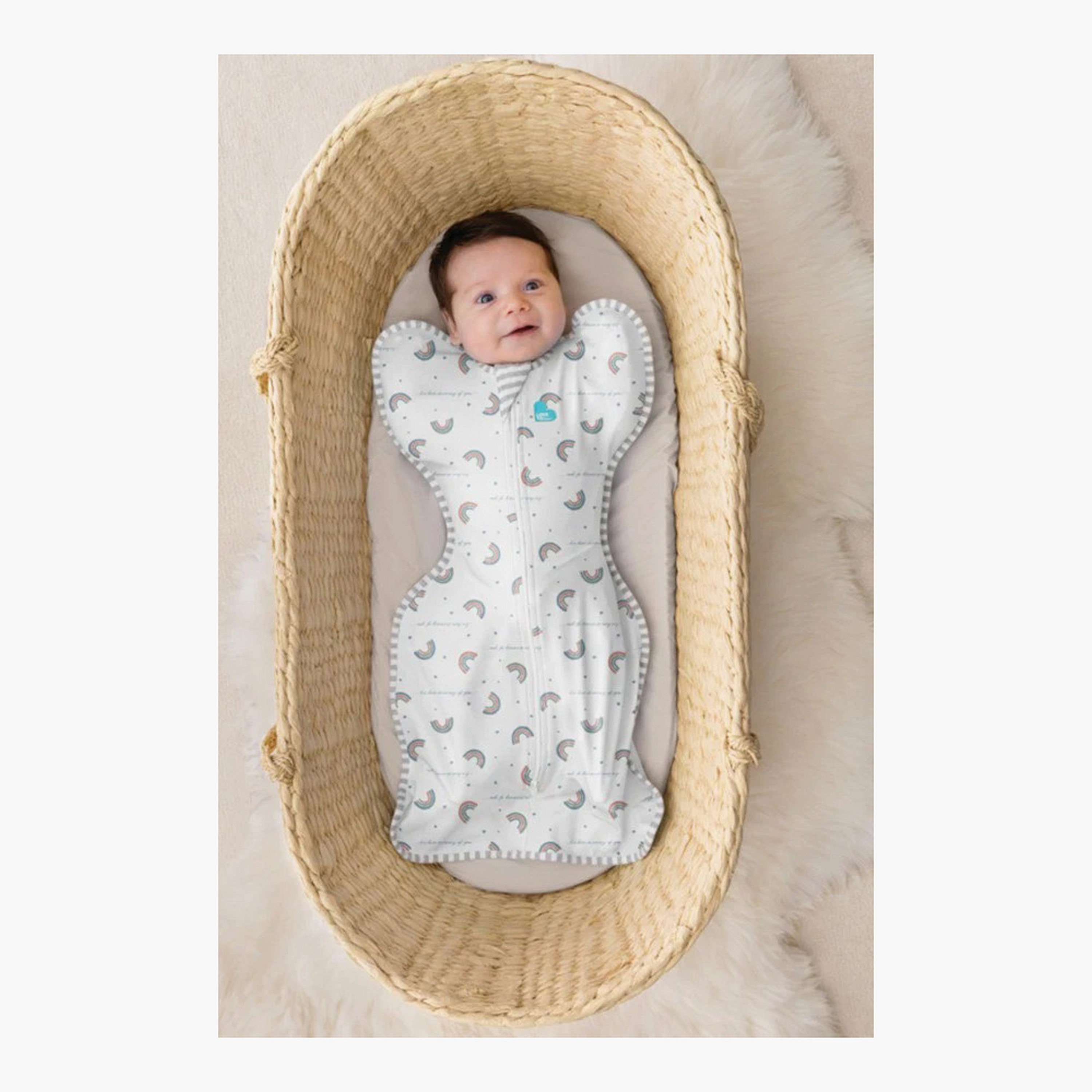 Love To Dream Rainbow Print Swaddle Up Sleeping Bag - White-baby-nursery-blanketsandswaddles-swaddlesandsleepingbags-image-3
