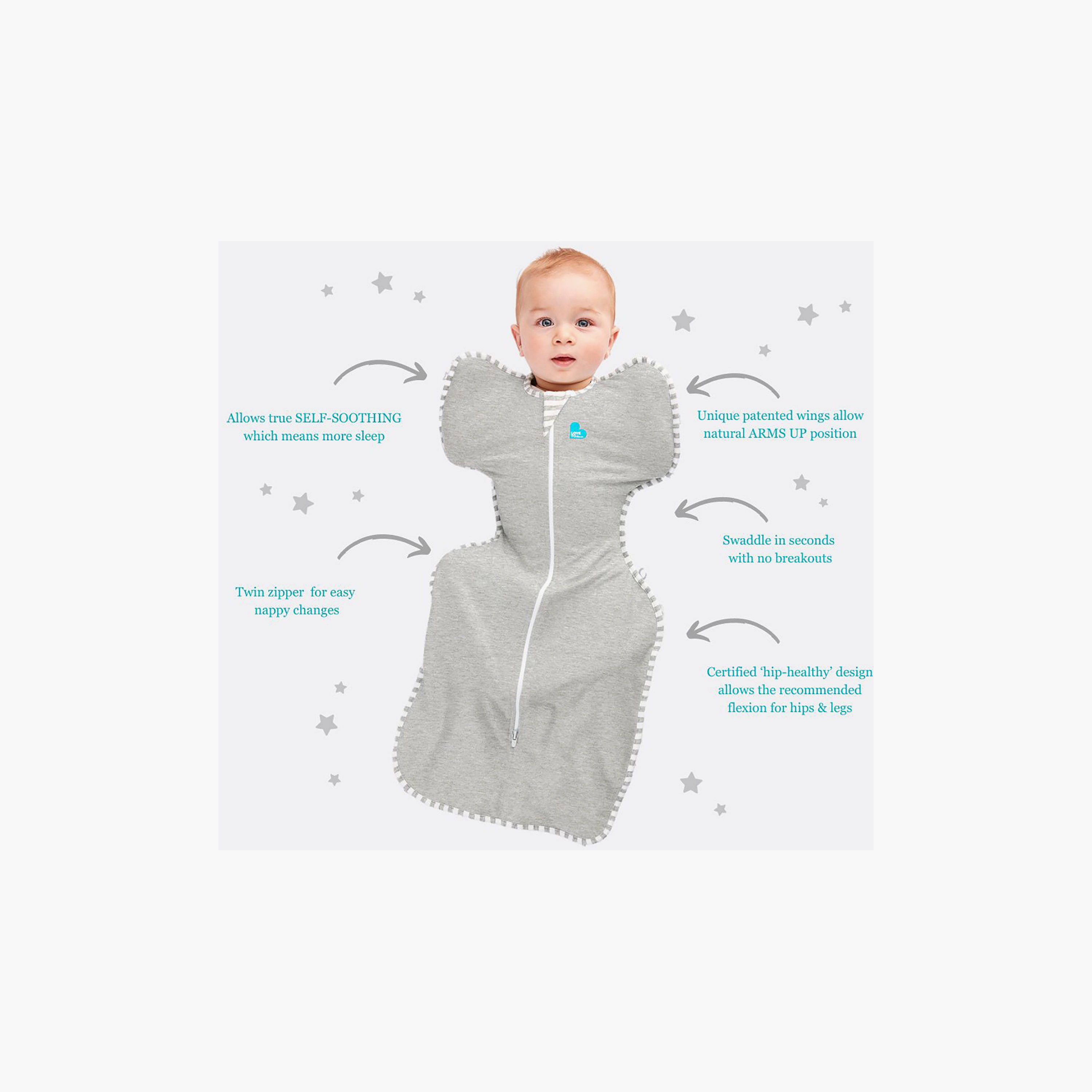 كيس نوم وقماط للرضع سوادل أب أوريجينال 1.0 TOG باللون الشوفاني من لوف تو دريم-baby-nursery-blanketsandswaddles-swaddlesandsleepingbags-image-2