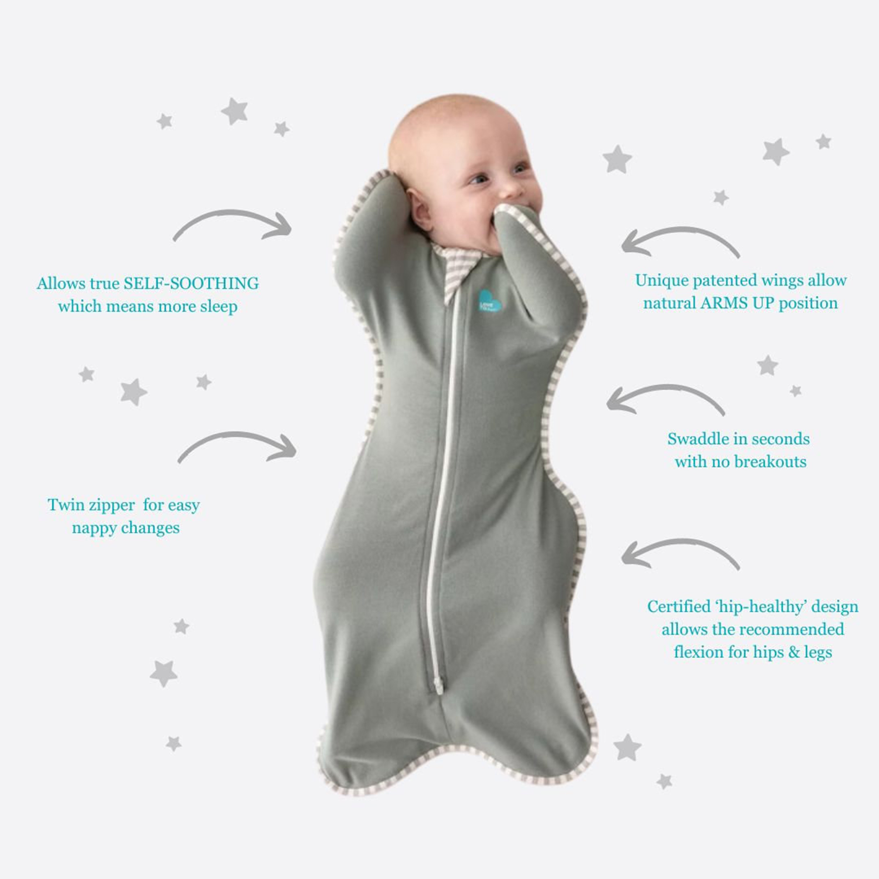 كيس نوم وقماط للرضع سوادل أب أوريجينال باللون الزيتوني الداكن من لوف تو دريم-baby-nursery-blanketsandswaddles-swaddlesandsleepingbags-image-2