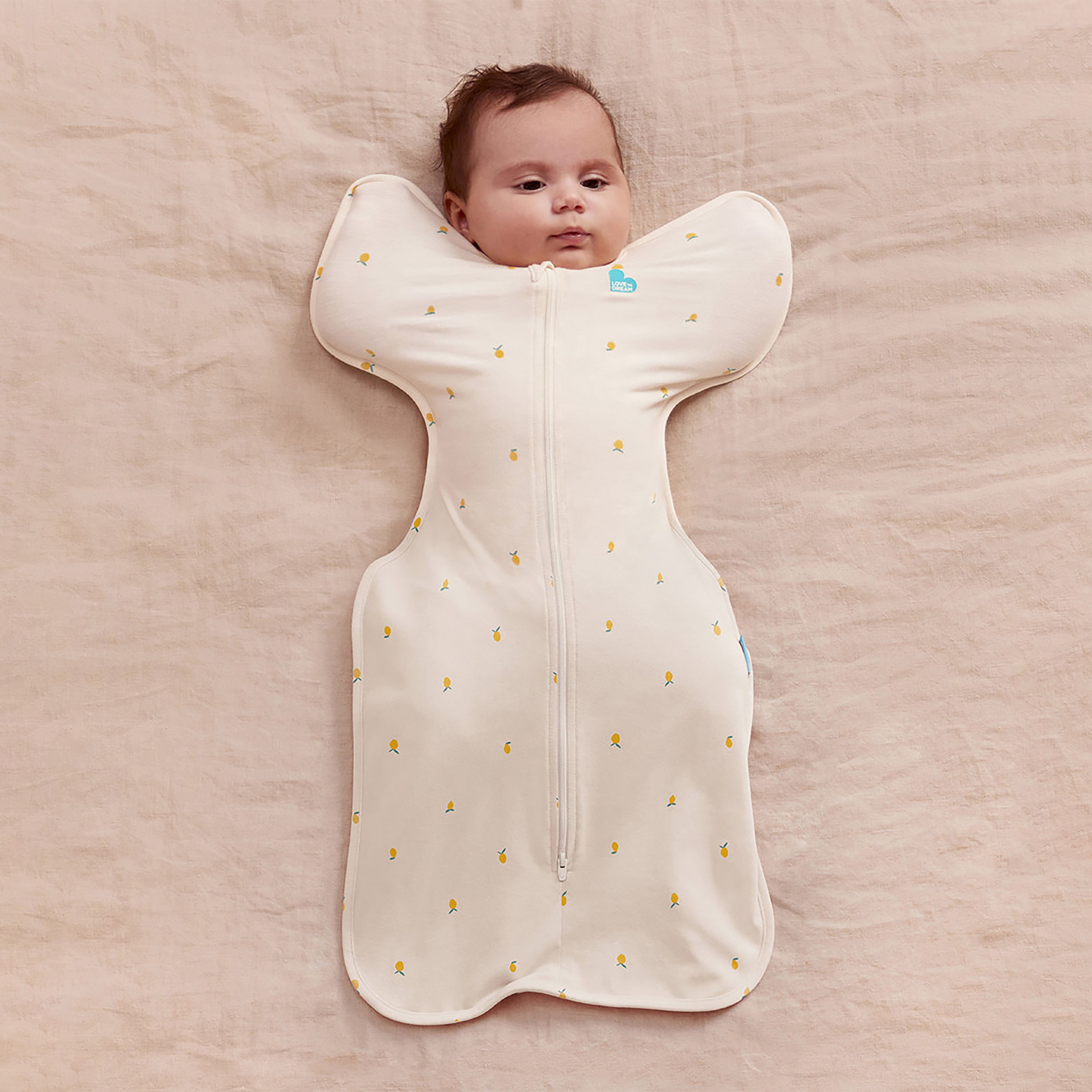 كيس نوم وقماط للرضع سوادل أب خيزران (بامبو) باللون الكريمه والليموني من لوف تو دريم-baby-nursery-blanketsandswaddles-swaddlesandsleepingbags-image-3