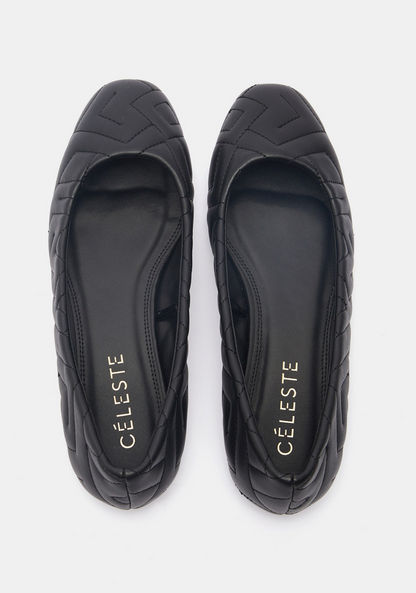 Celeste Women's Quilted Slip-on Round Toe Ballerina Shoes-Women%27s Ballerinas-image-4
