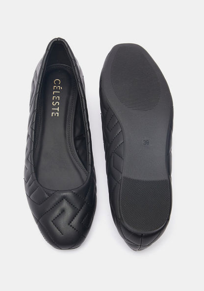 Celeste Women's Quilted Slip-on Round Toe Ballerina Shoes-Women%27s Ballerinas-image-5