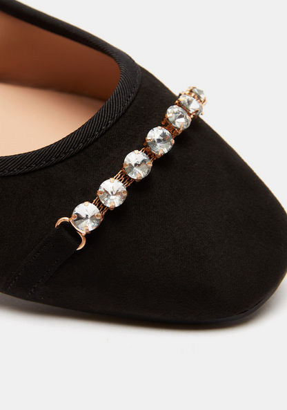 Celeste Women's Slip-On Embellished Square Toe Ballerina Shoes