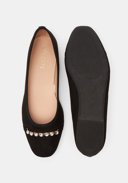 Celeste Women's Slip-On Embellished Square Toe Ballerina Shoes-Women%27s Ballerinas-image-5