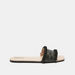 Missy Textured Slip-On Slide Sandals with Pom-Pom Detail-Women%27s Flat Sandals-thumbnail-0