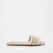 Missy Textured Slip-On Slide Sandals with Pom-Pom Detail-Women%27s Flat Sandals-thumbnail-0