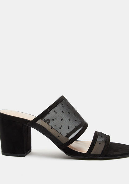 Celeste Women's Swiss Dot Textured Slip-On Sandals with Block Heels