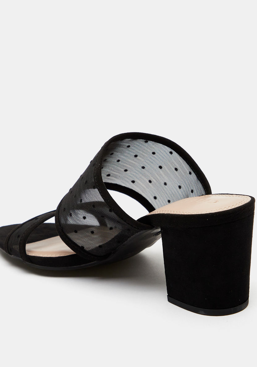 Celeste Women's Swiss Dot Textured Slip-On Sandals with Block Heels-Women%27s Heel Sandals-image-2