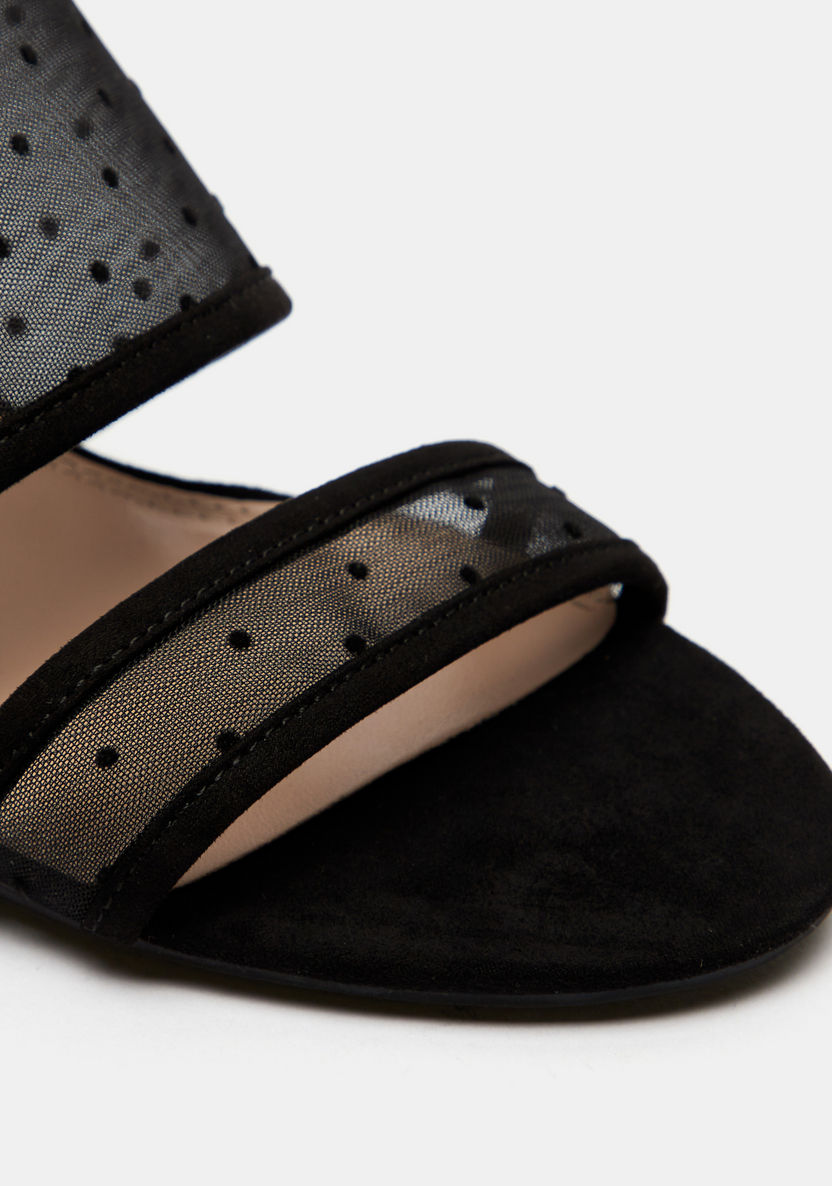Celeste Women's Swiss Dot Textured Slip-On Sandals with Block Heels-Women%27s Heel Sandals-image-3