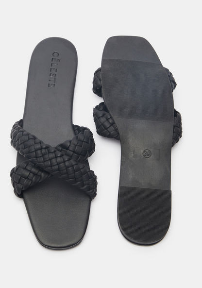 Celeste Weave Textured Cross Strap Sandals-Women%27s Flat Sandals-image-4