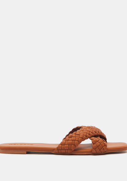 Celeste Weave Textured Cross Strap Sandals-Women%27s Flat Sandals-image-0